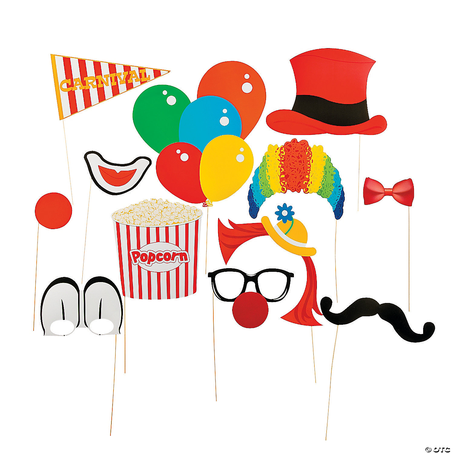 CARNIVAL Photo Booth Props Kit Party CLOWNS Decorations Backdrop Scene Setter 