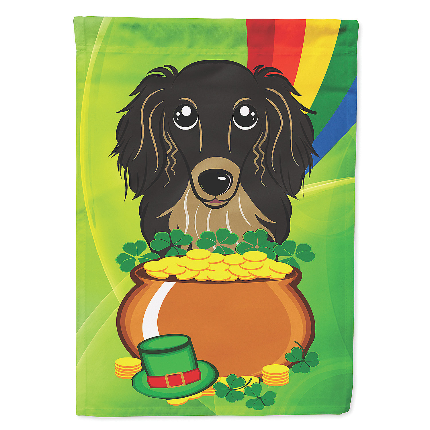 Caroline's Treasures St Patrick's Day, Longhair Black and Tan Dachshund St.  Patrick's Day Flag Garden Size,  x , Dogs | Oriental Trading