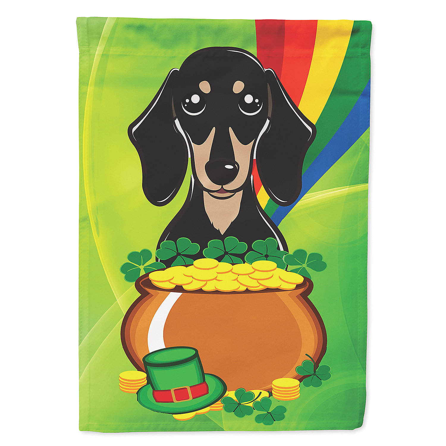 Caroline's Treasures St Patrick's Day, Smooth Black and Tan Dachshund St.  Patrick's Day Flag Garden Size,  x , Dogs | Oriental Trading