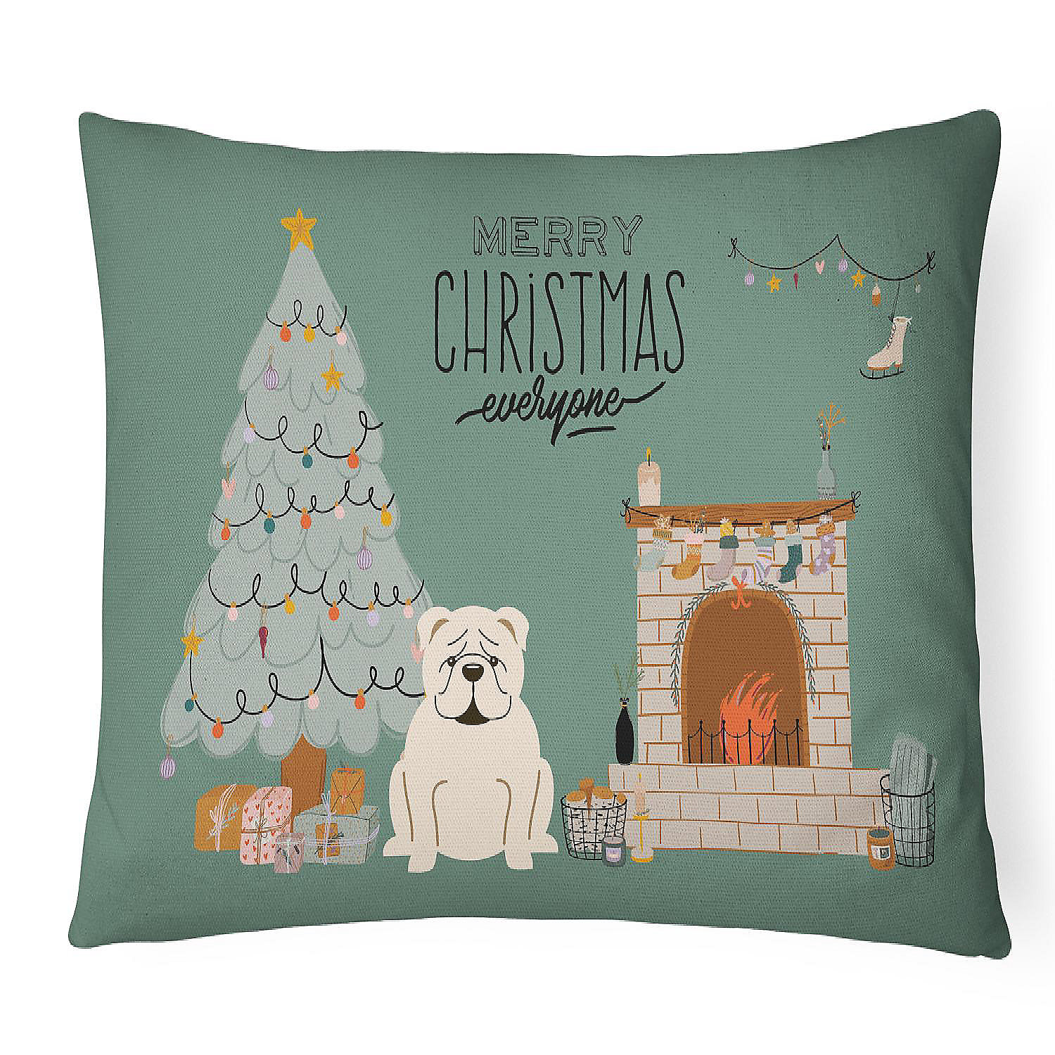 english bulldog christmas pillow