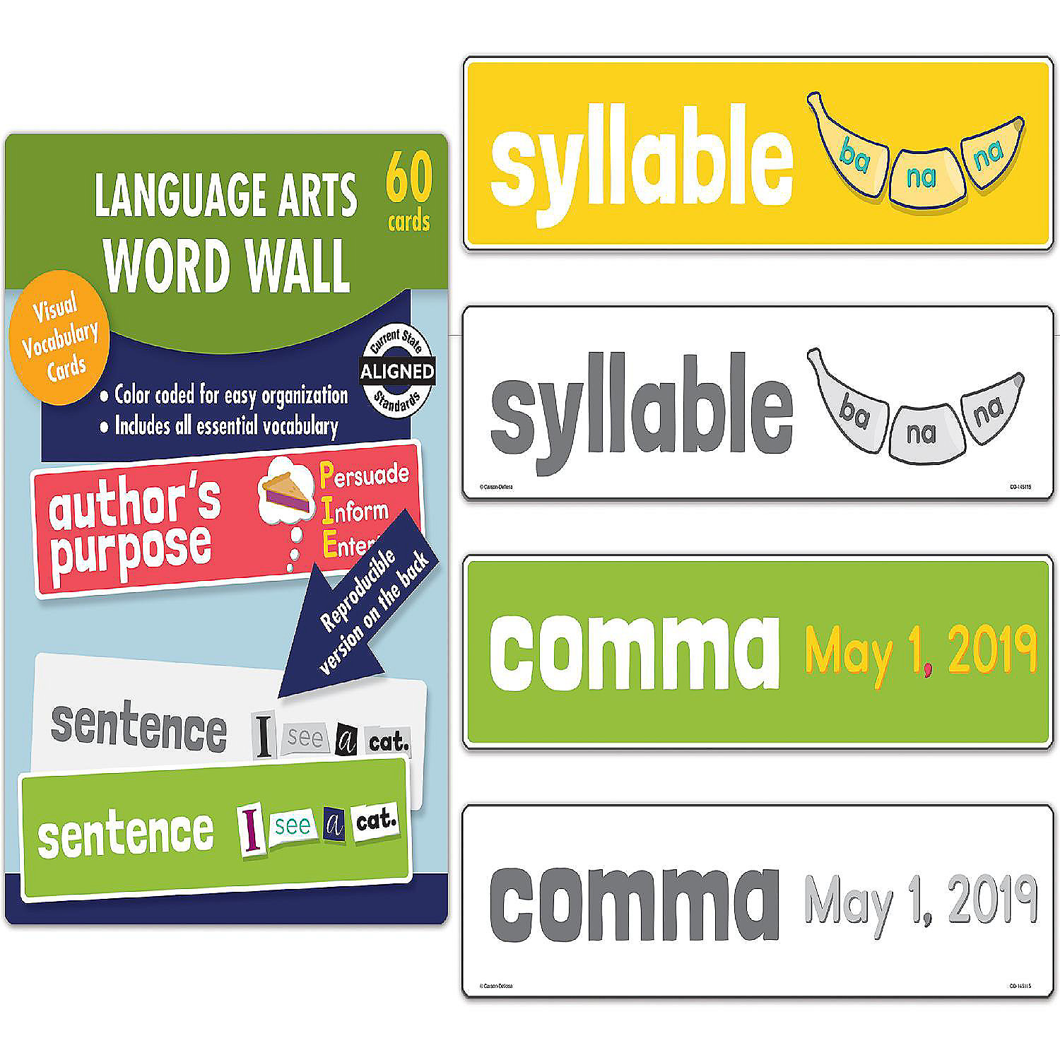 Carson Dellosa Language Arts Word Wall, Grade 1 Learning Cards
