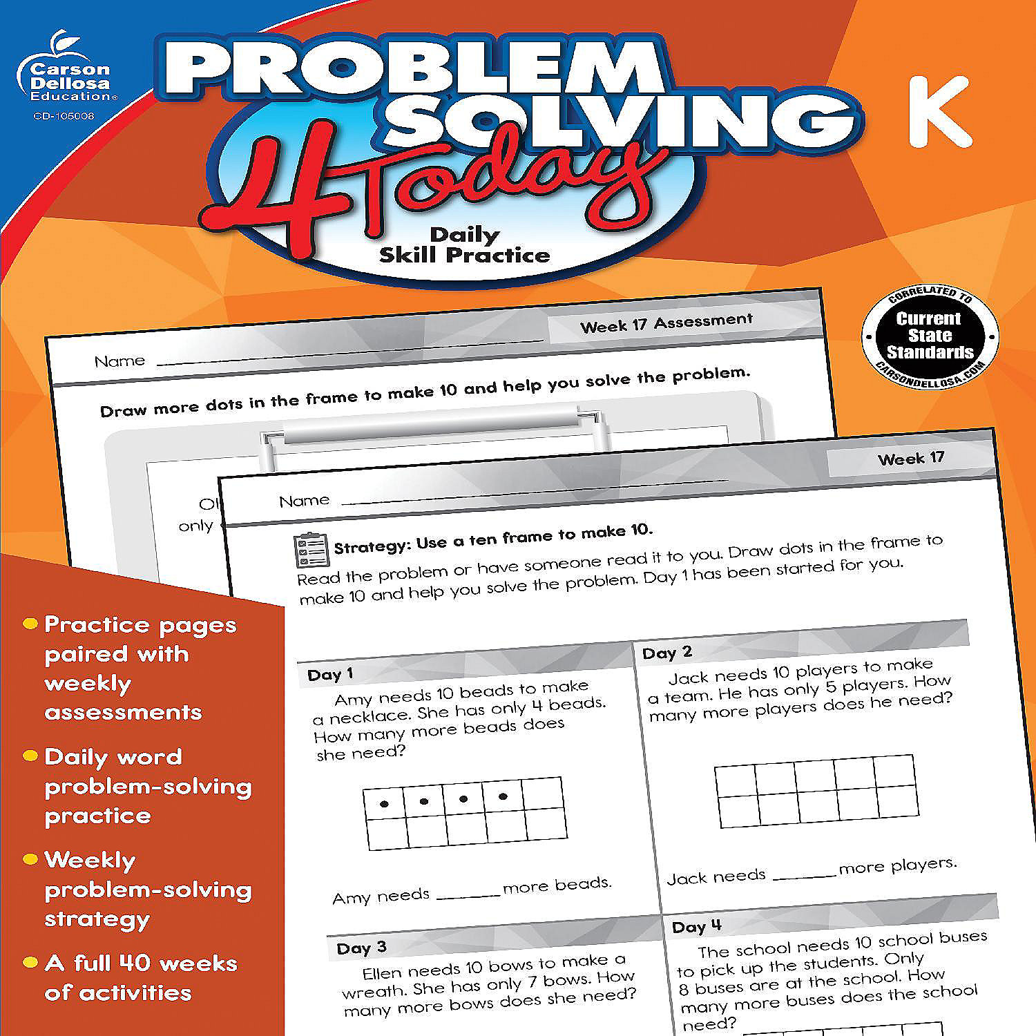 Carson Dellosa Problem Solving 4 Today Daily Skill Practice, Math