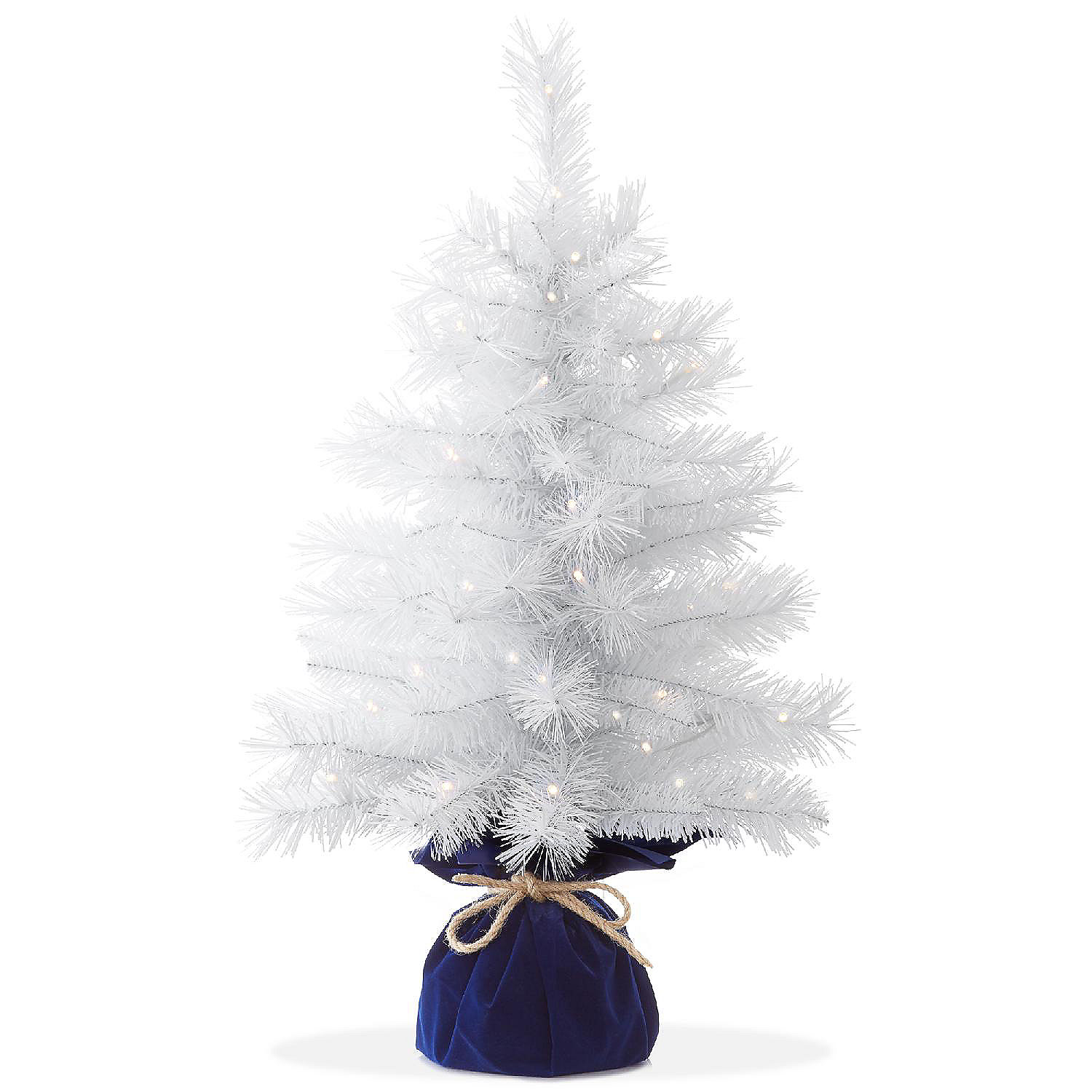 Casafield 2FT PreLit Artificial Mini Tabletop Christmas Tree, White
