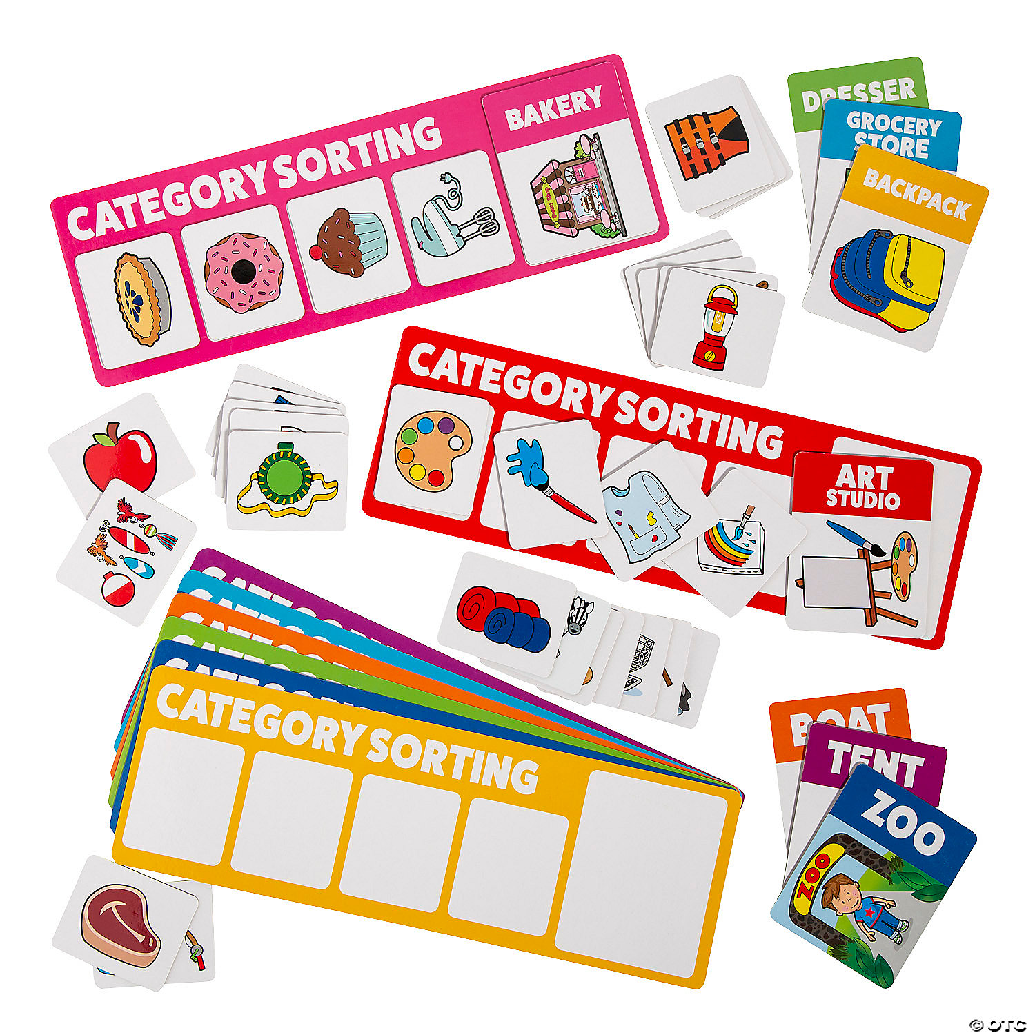 Category Sorting Picture Card Cardstock Activity with Storage Bag - 48 ...