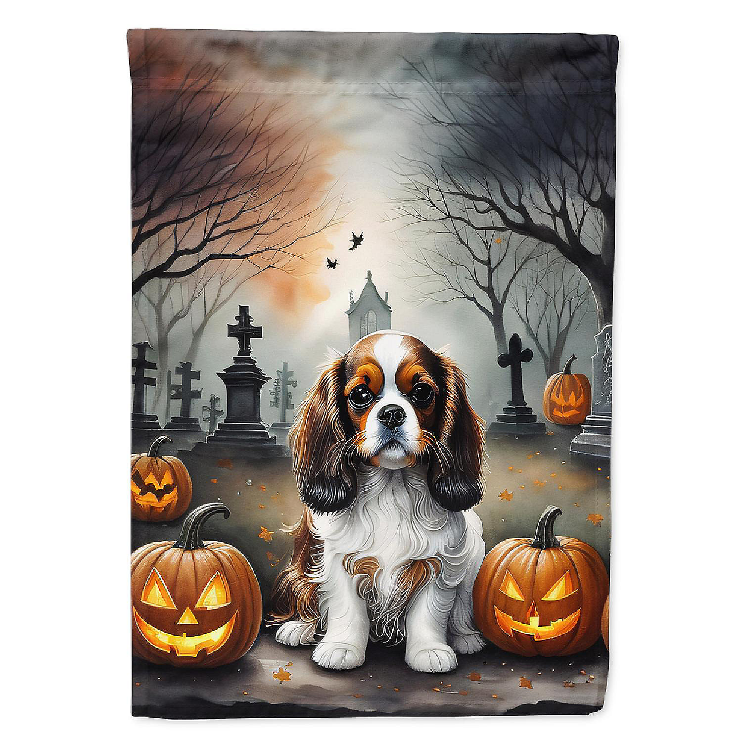 Cavalier Spaniel Spooky Halloween House Flag Oriental Trading