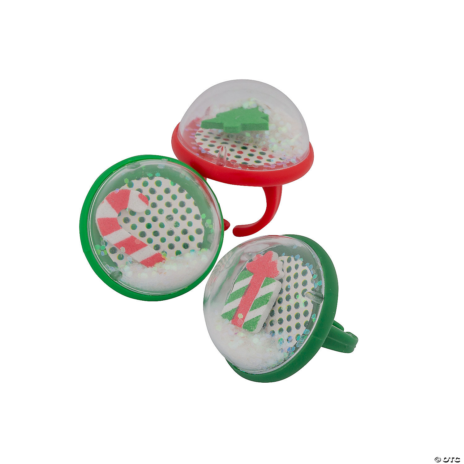 Christmas Snow Globe Rings - 12 Pc.