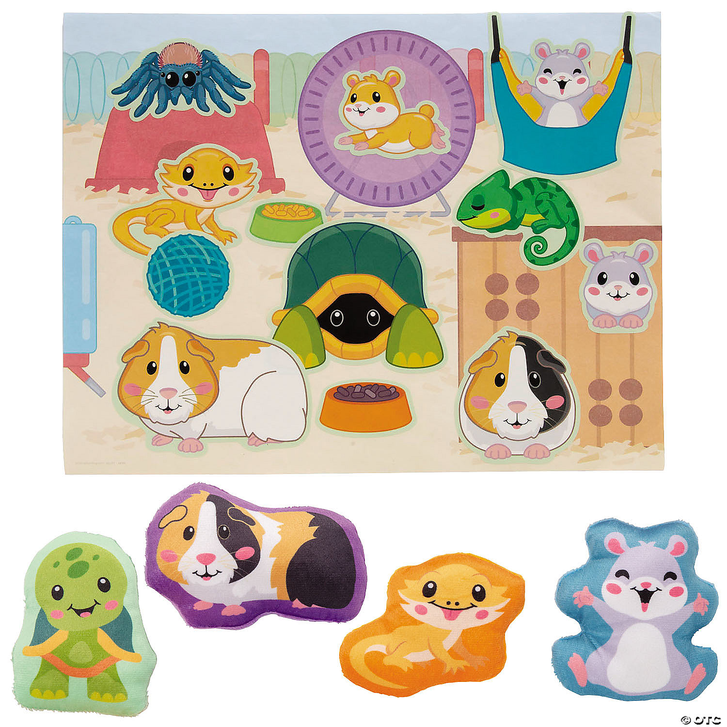 Classroom Pets Sticker Scene & Stuffed Plush - for 12 | Oriental Trading