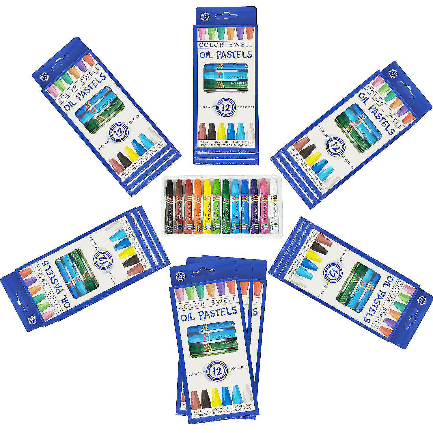 Color Swell Bulk Oil Pastels 18 Packs of 12 Count (216 in total