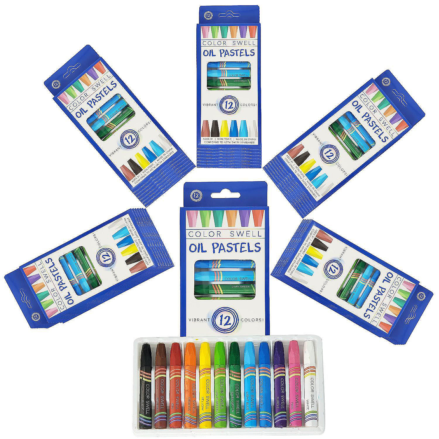 Color Swell Bulk Oil Pastels 36 Packs of 12 Count Vibrant Colors (432 total)