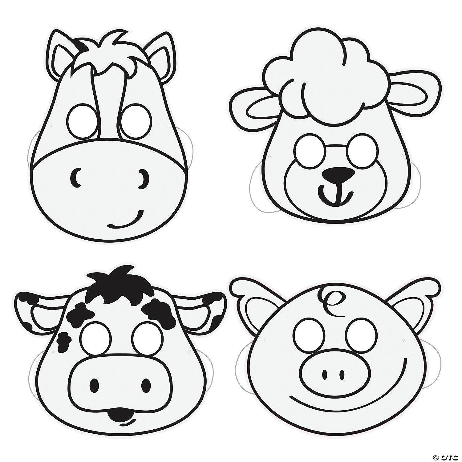 Color Your Own Farm Animal Masks