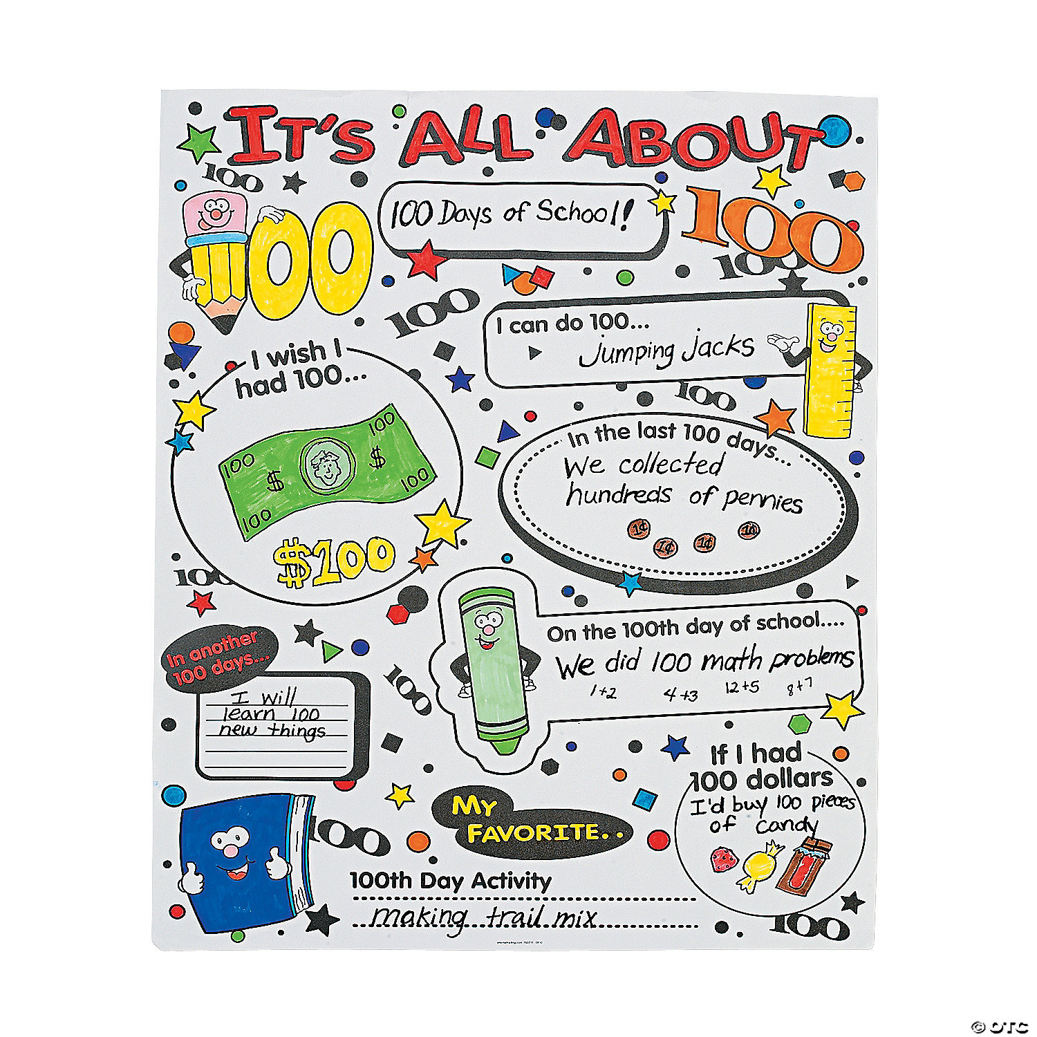 begrijpen Uitstroom Allergie Color Your Own It's All About 100th Day of School Poster Set - 30 Pc. |  Oriental Trading