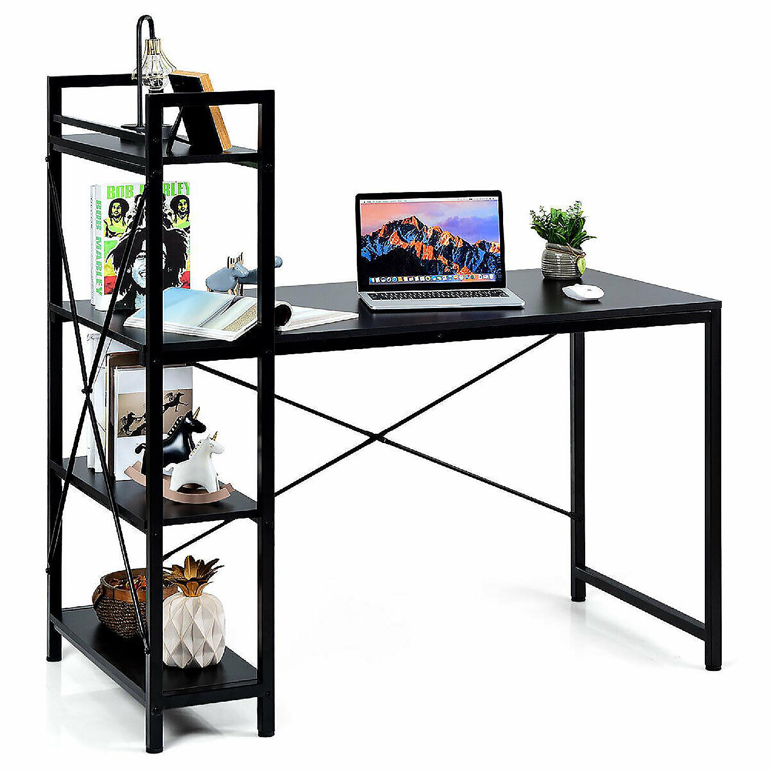 Costway 47.5" Computer Desk Writing Desk Study Table Workstation With 4