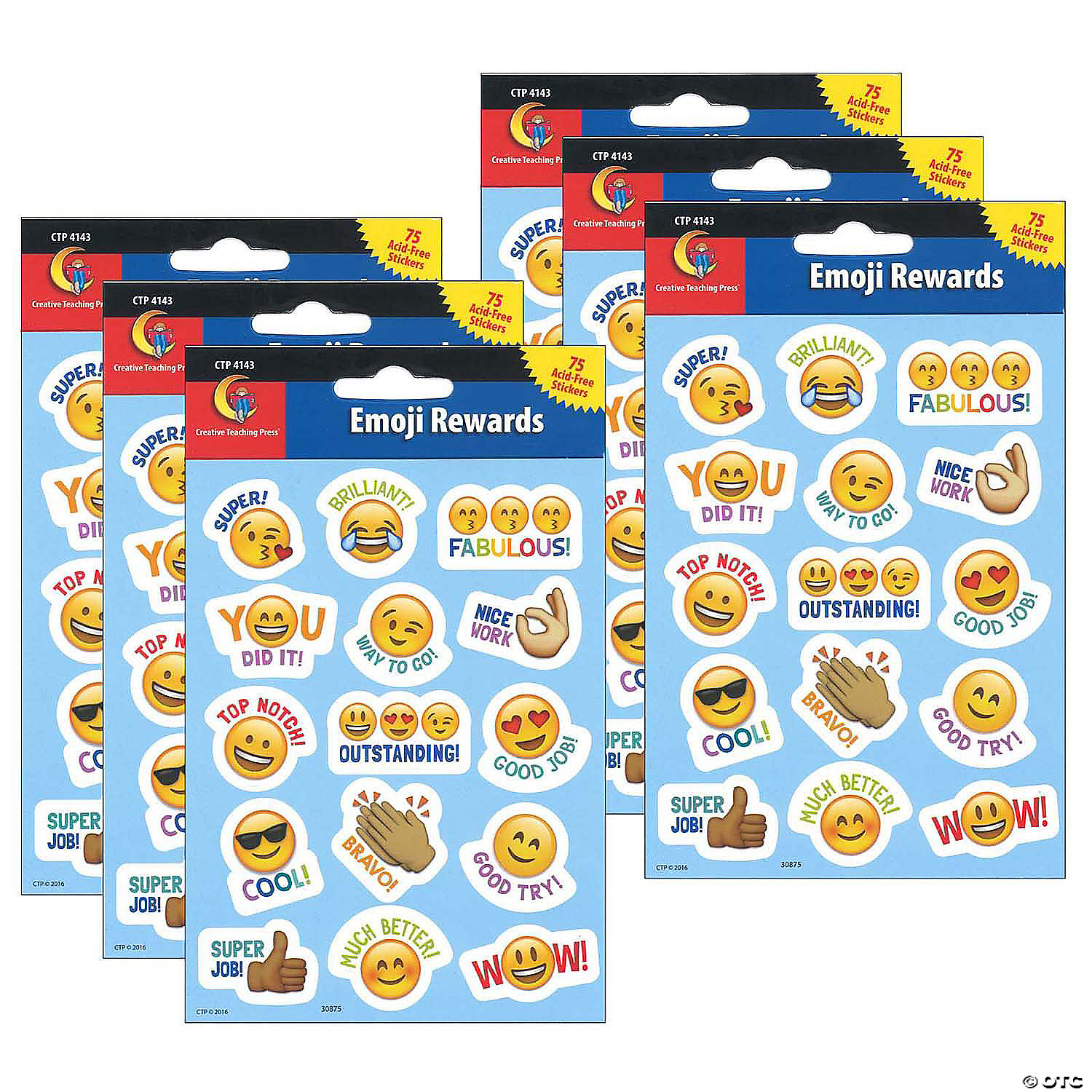 Creative Teaching Press Emoji Fun Reward Stickers, 75 Per Pack, 6 Packs ...