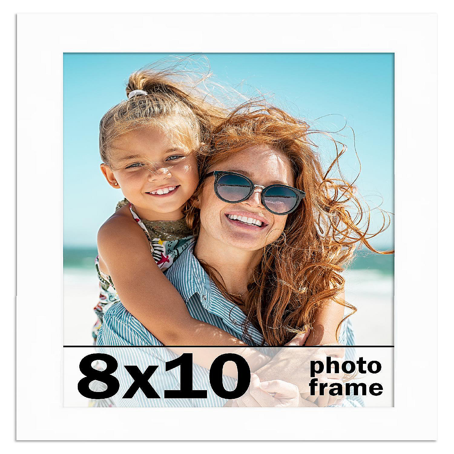 8x10 Frame White Solid Wood Picture Frame Includes UV Acrylic Front Acid