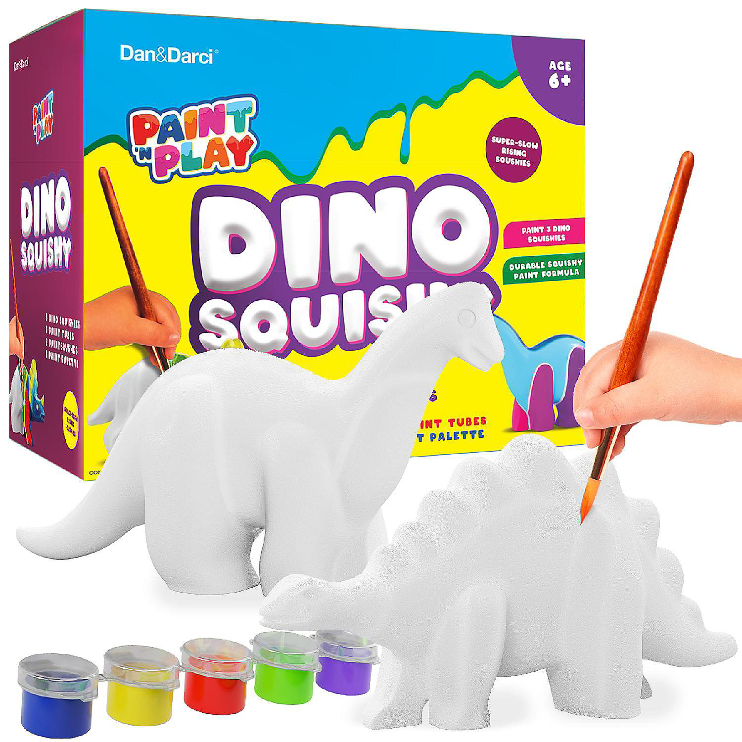 Dan&Darci - Paint Large Dino Squishies - Paint a Squishy Kit Make Your Own with Puffy