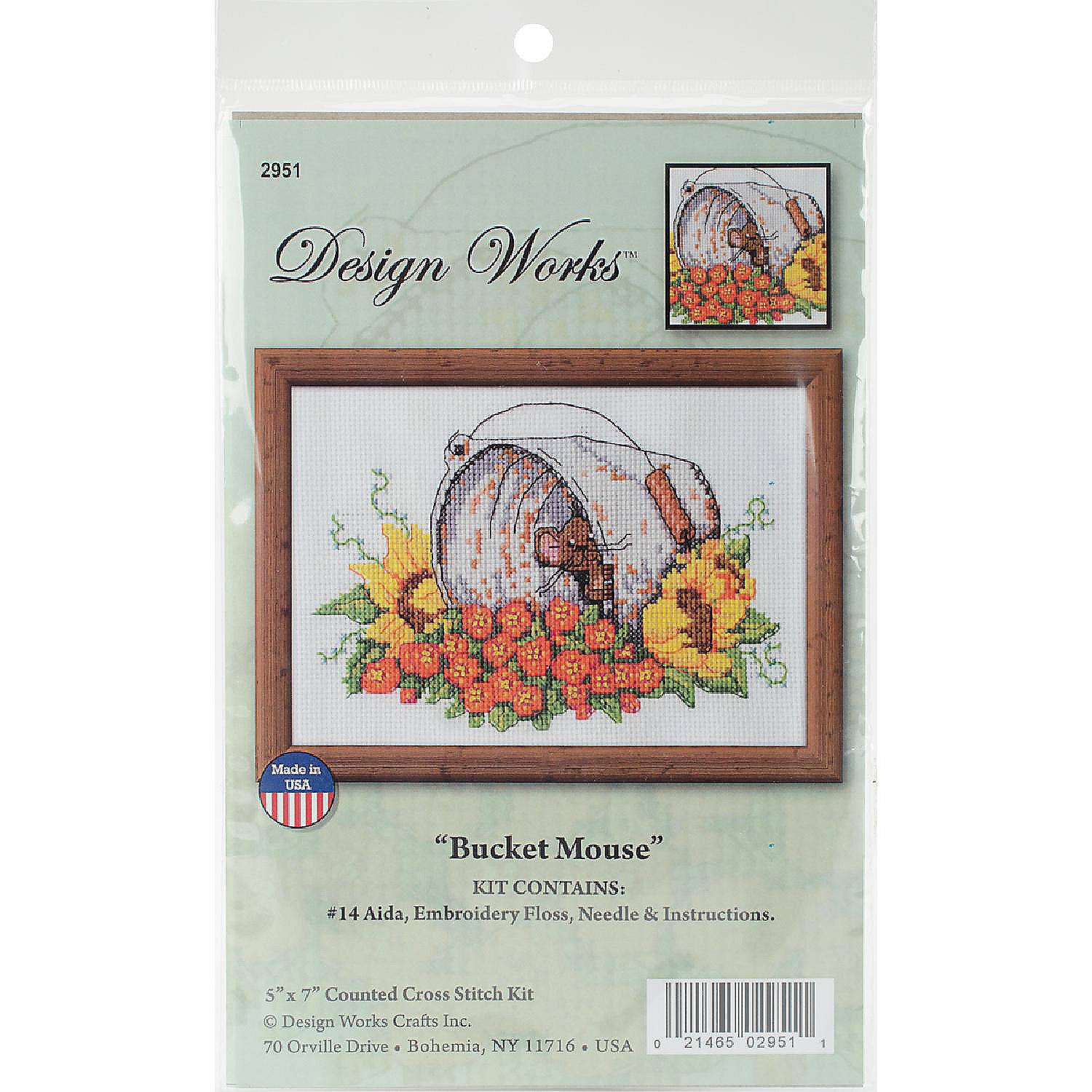 Design Works Counted Cross Stitch Kit 5"X7"Bucket Mouse Mini (14 Count