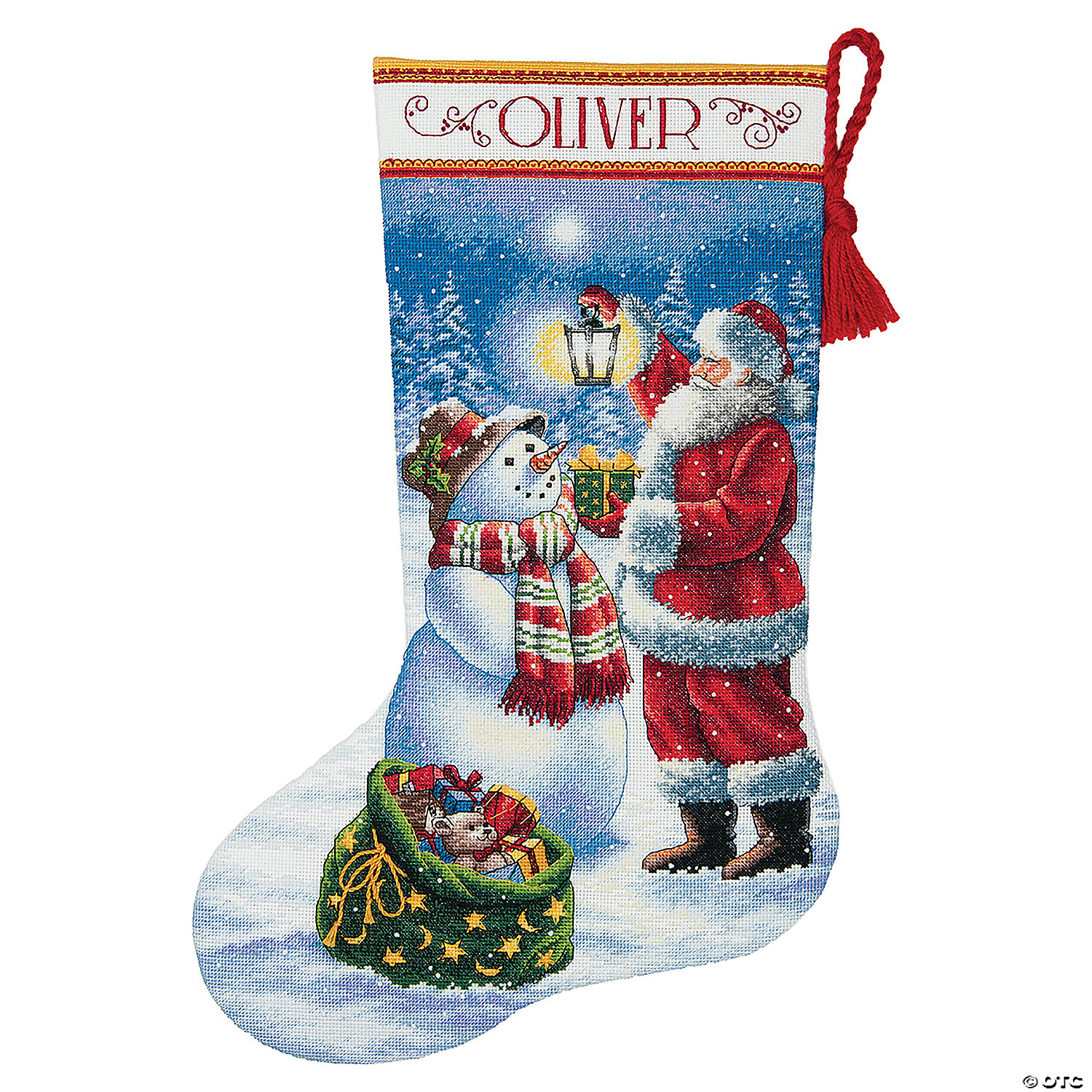 18 Count ivory Aida Dimensions Gold Collection Counted Cross Stitch Holy Night Personalized Christmas Stocking Kit 16 Renewed