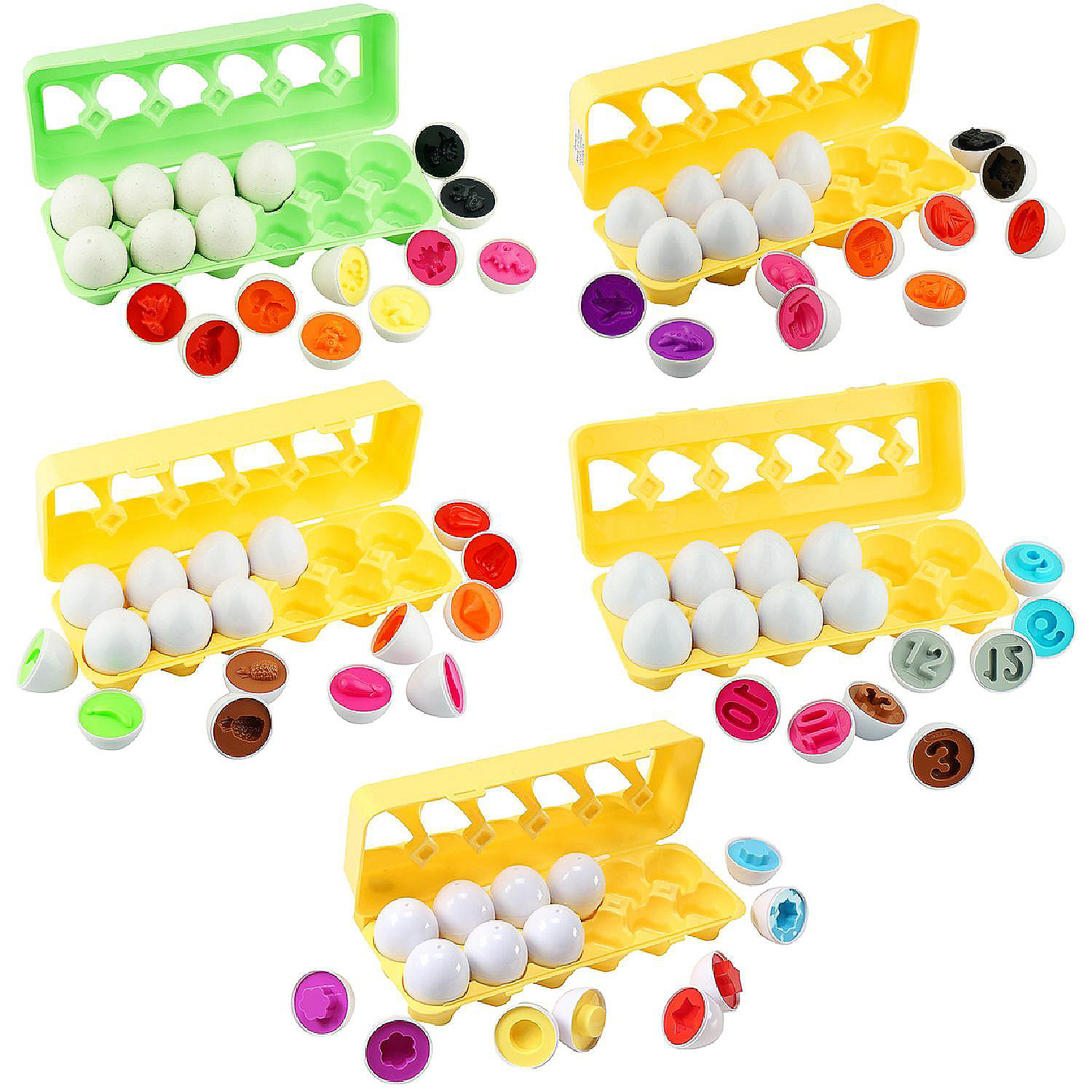 Dimple Fun Egg Matching Toys Set of 5 Educational Puzzles Shape Numbers
