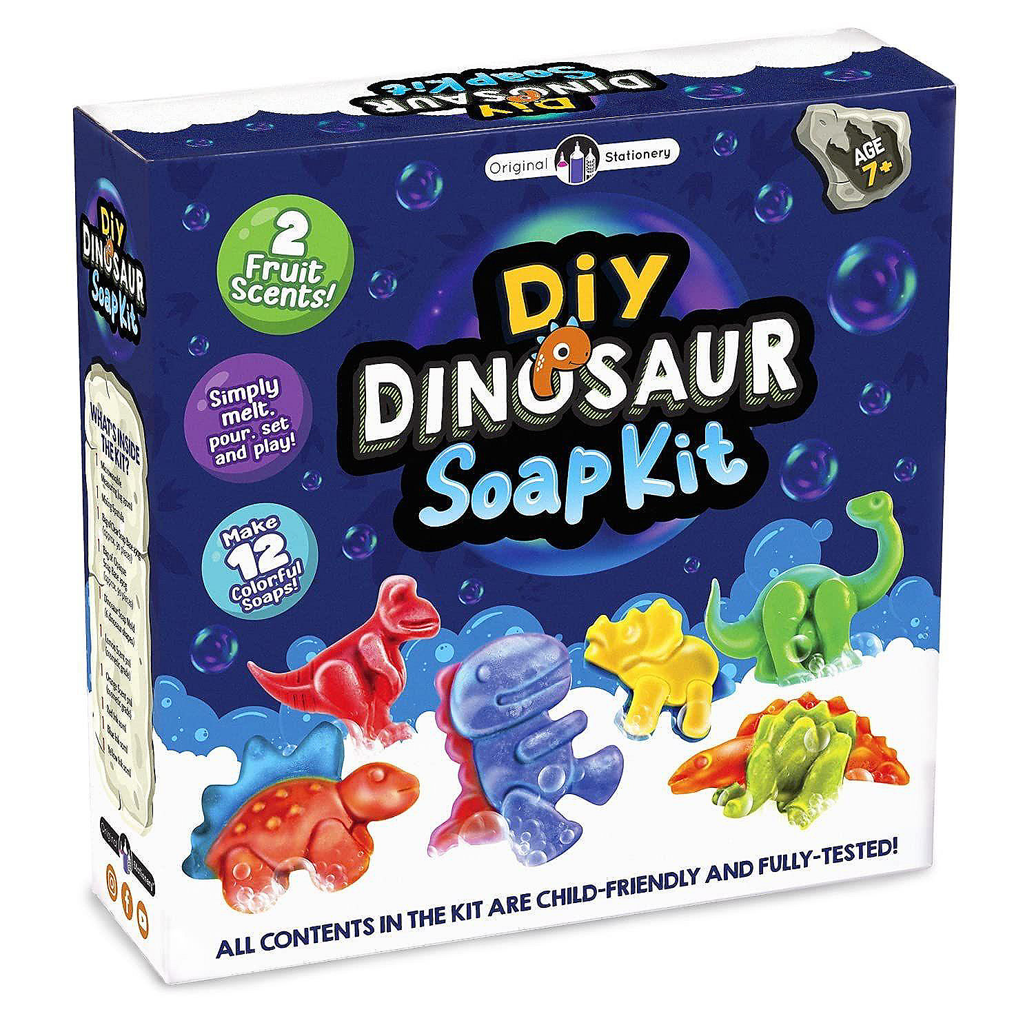 Dinosaur Soap Making Kit with Dino Shaped Trays, Soap Base, Ink Colors