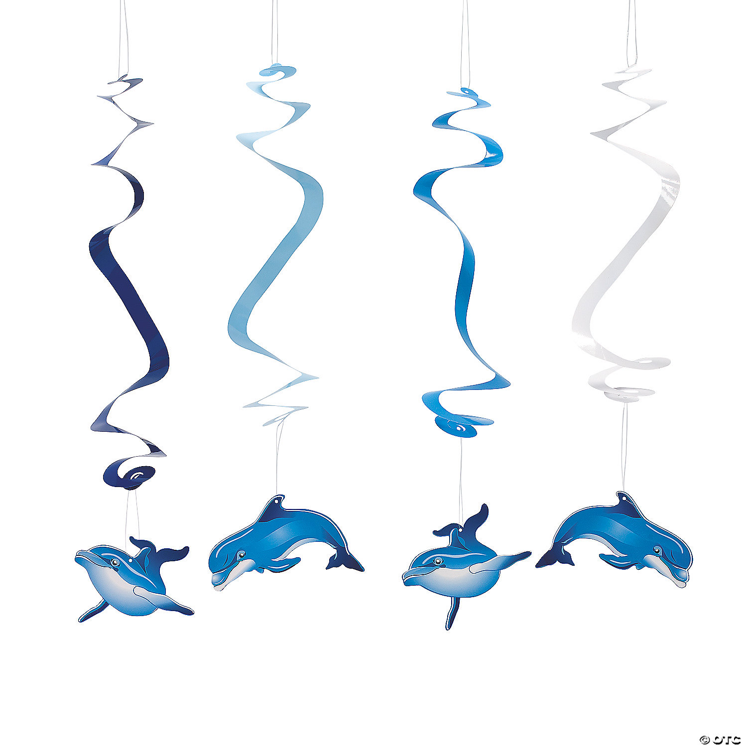 12 Dolphin Dangling Swirl Decorations for Sealife Parties 