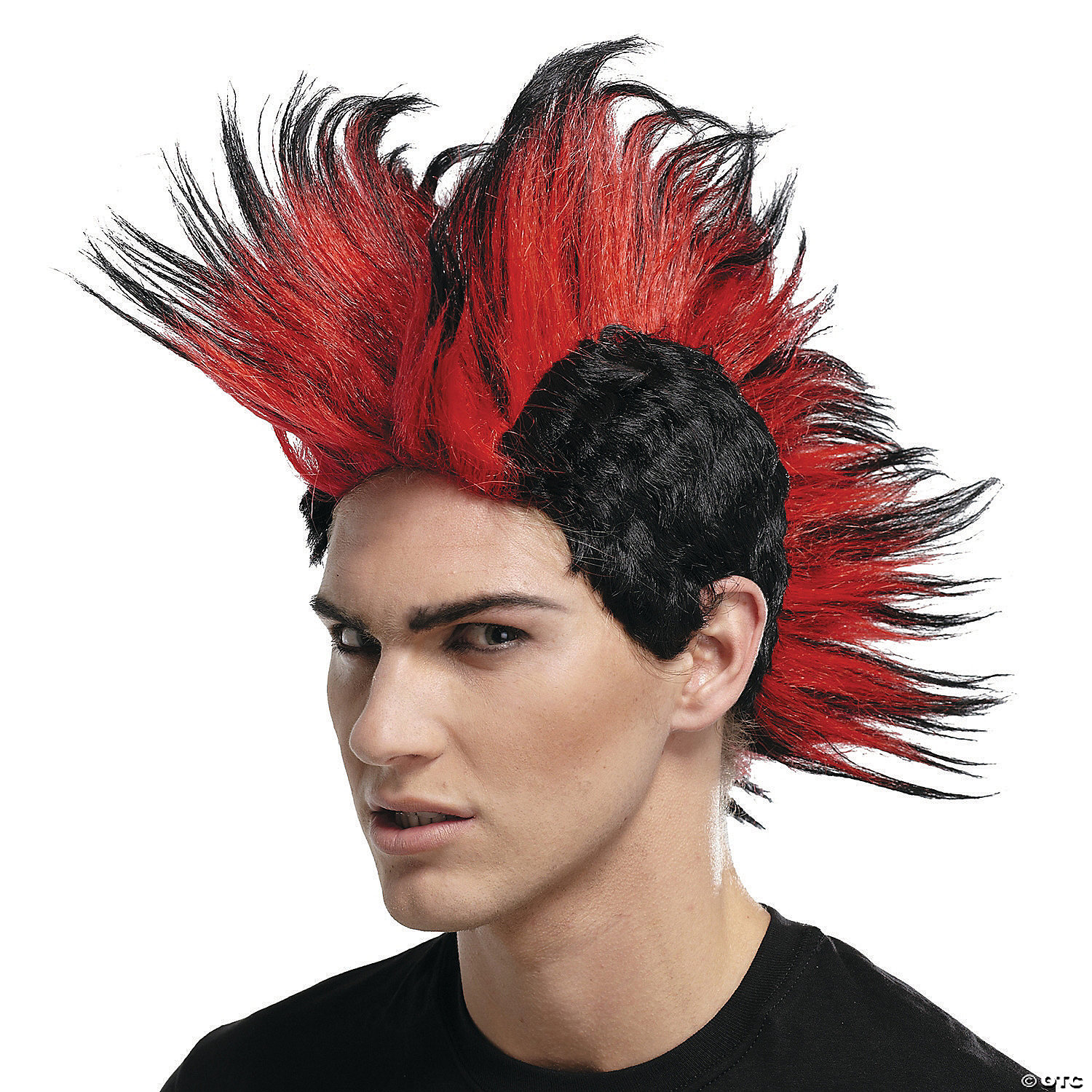 Double Mohawk Wig Black Red