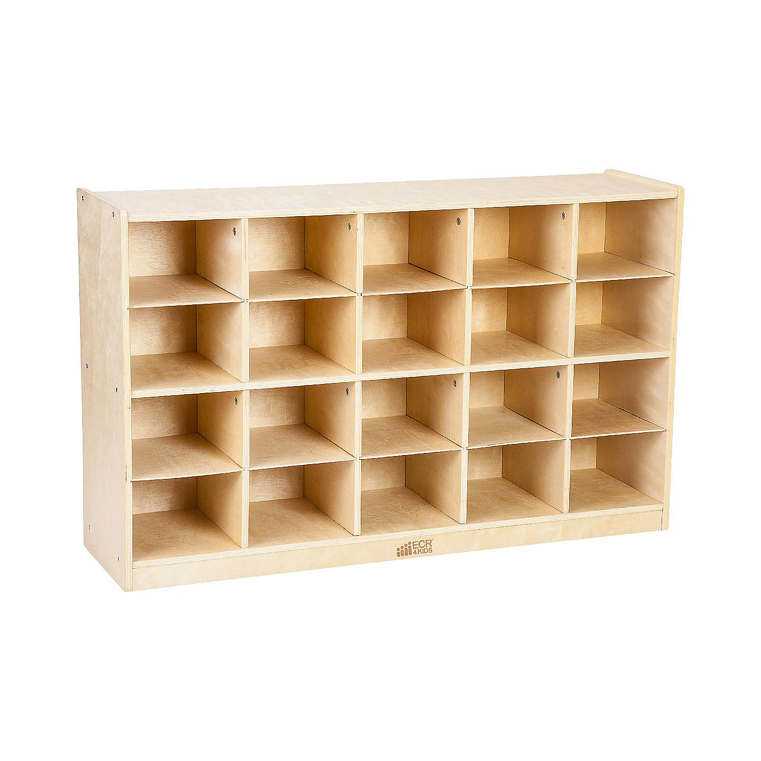 ECR4Kids 20 Cubby Mobile Tray Storage 4x5, Natural Oriental