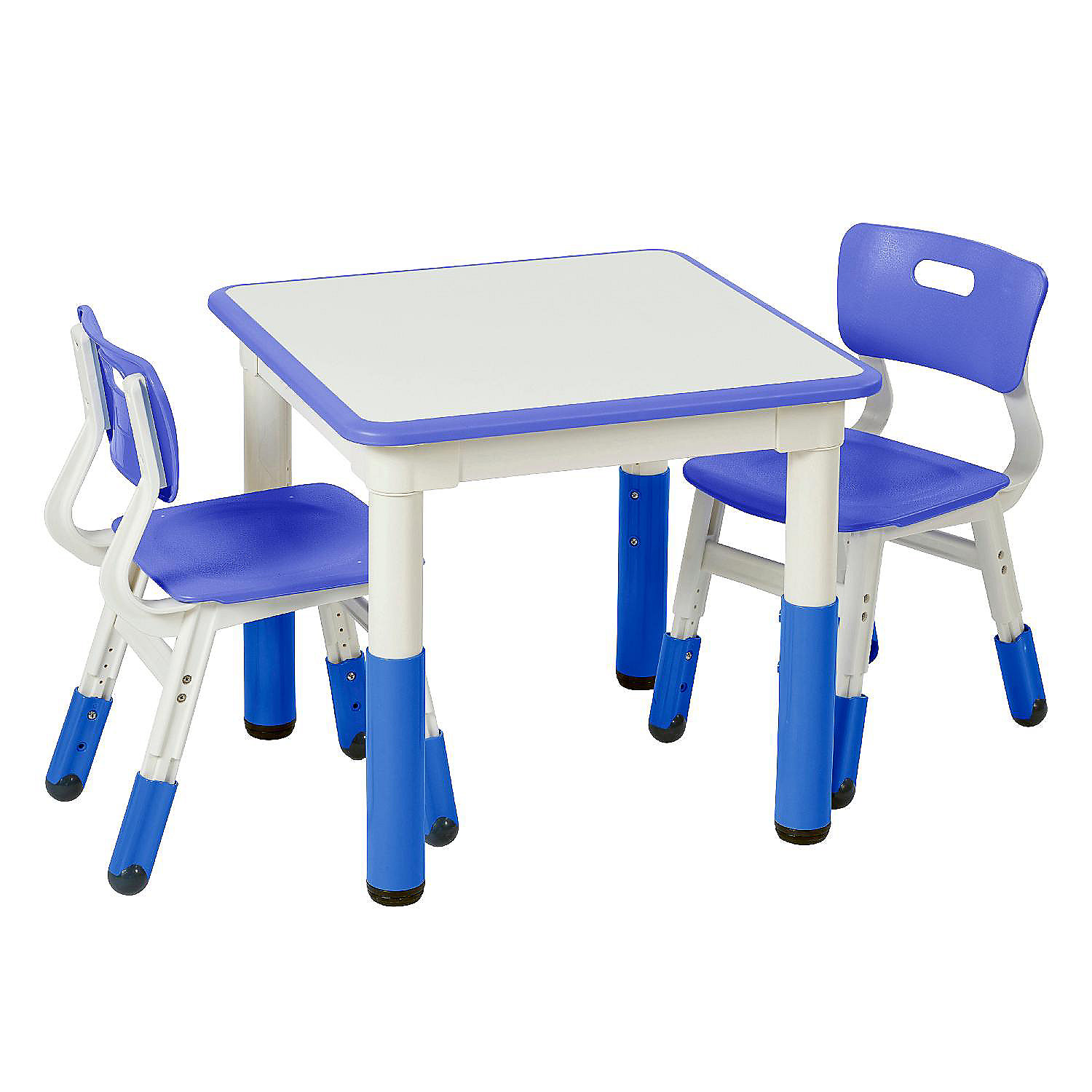 ECR4Kids DryErase Square Activity Table with 2 Chairs, Adjustable