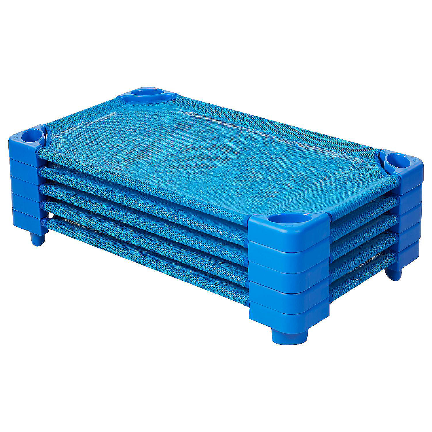 ECR4Kids Stackable Kiddie Cot, Toddler Size, Blue, 5Pack Oriental