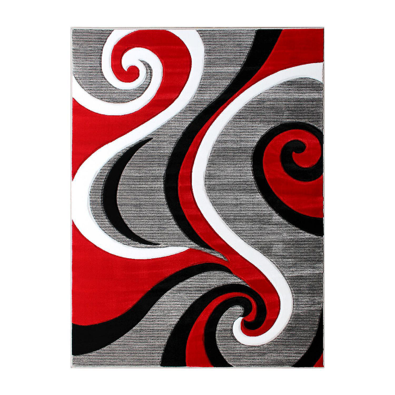 Emma + Oliver Olefin Accent Rug Red Contemporary Swirl Pattern 8x10