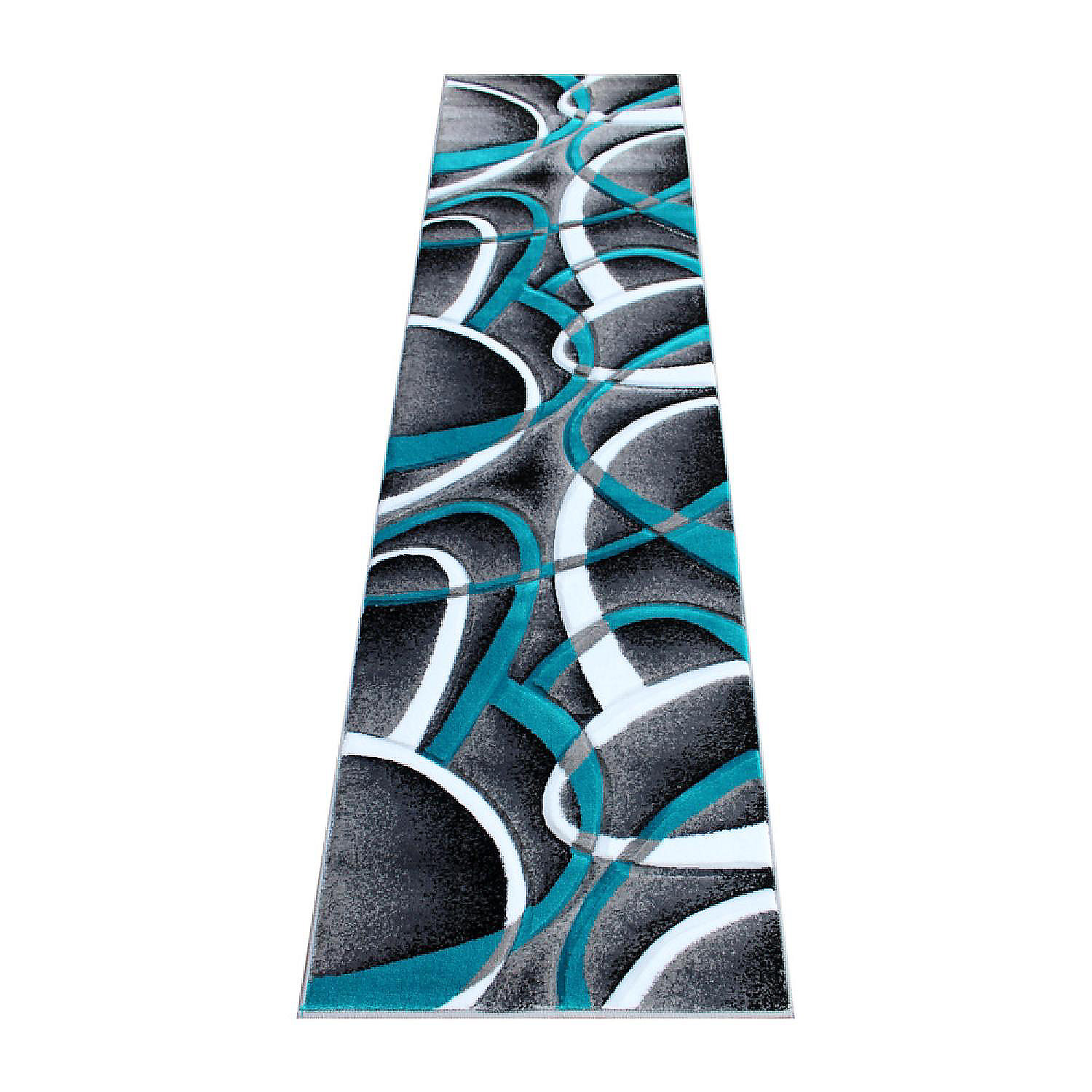Emma + Oliver Olefin Accent Rug Turquoise Abstract Intersecting Arch