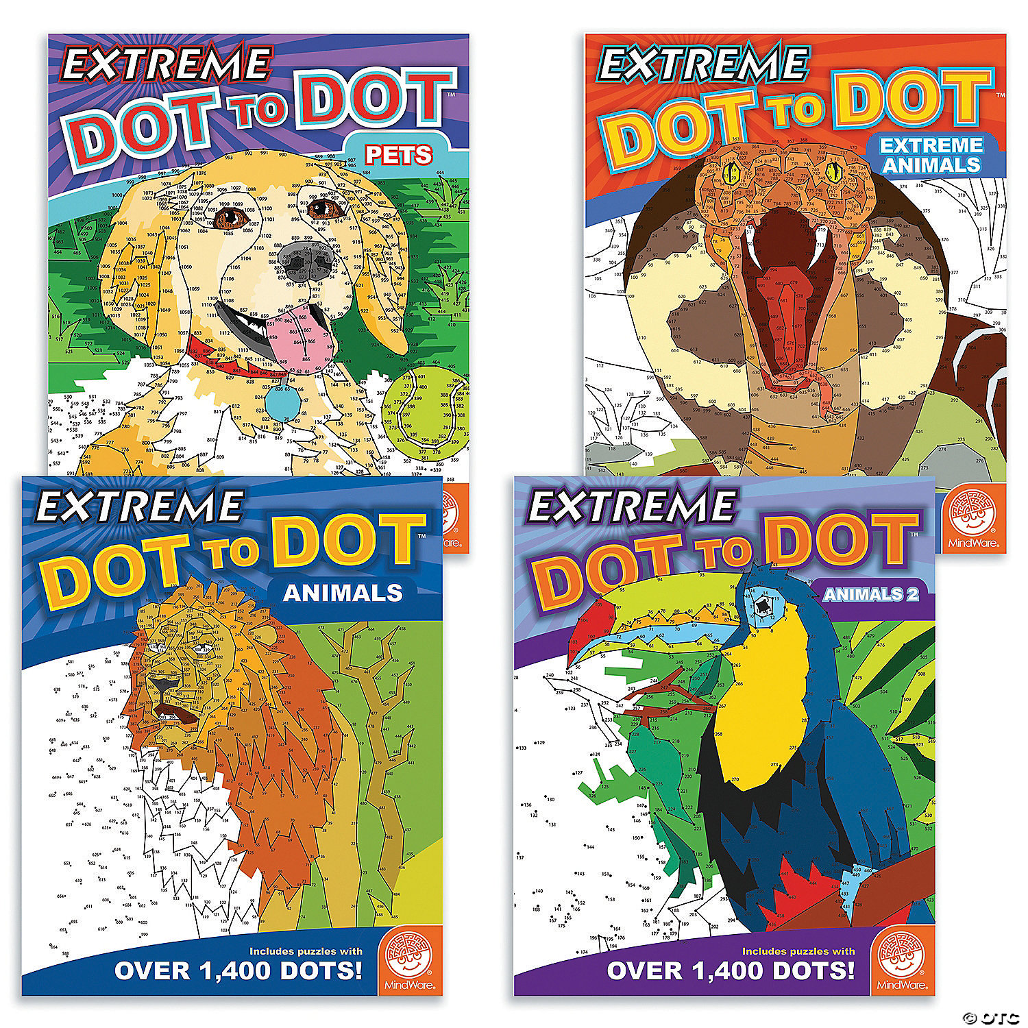 Extreme Dot to Dot: Animals Set of 4