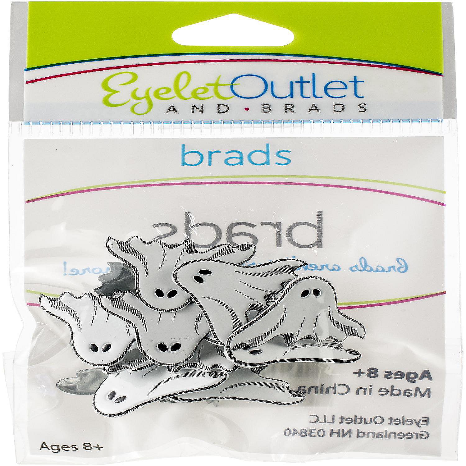 Eyelet Outlet Shape Brads 12/PkgGhost Oriental Trading