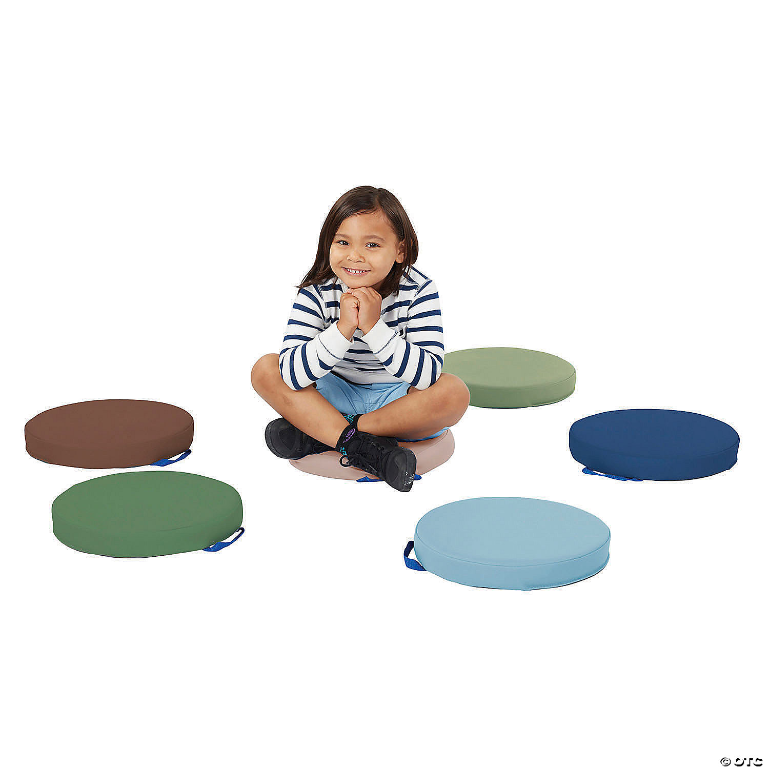 6-Piece - Earthtone SoftScape Hexagon Floor Cushions with Handles for Flexible Seating Classrooms 2 inch Thick Deluxe Foam 