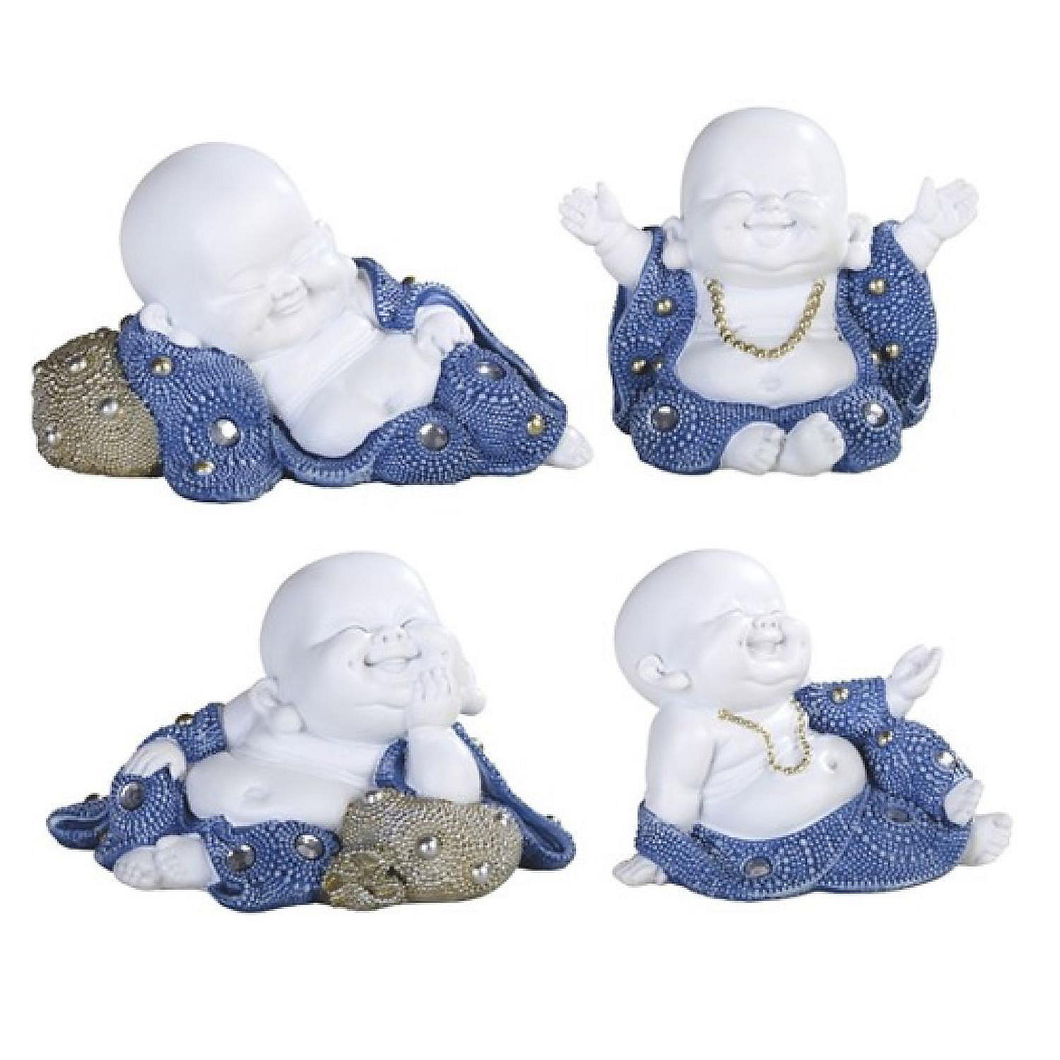 FC Design 4-PC Blue and White Miniature Maitreya Buddha in Different ...