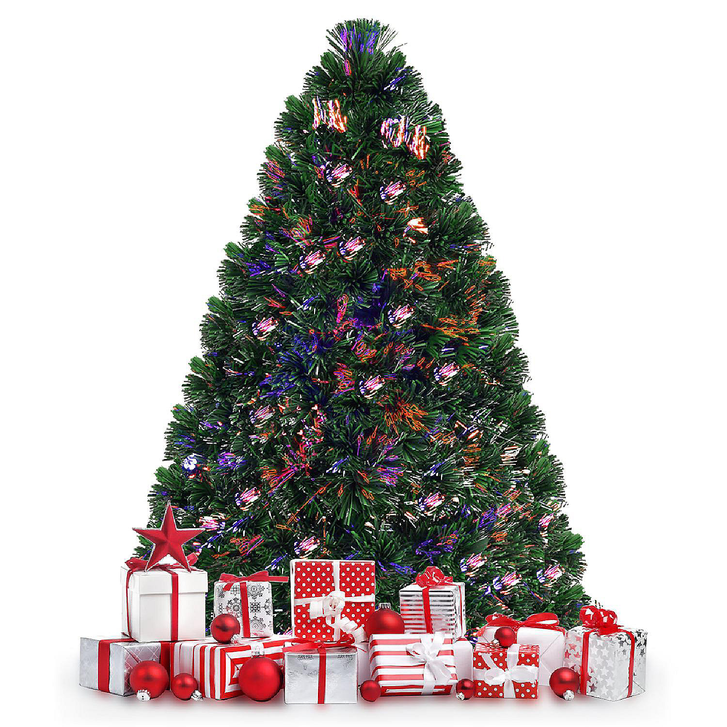 Fiber Optic 4'Artificial Christmas Tree PVC Material Metal Stand Holidy ...