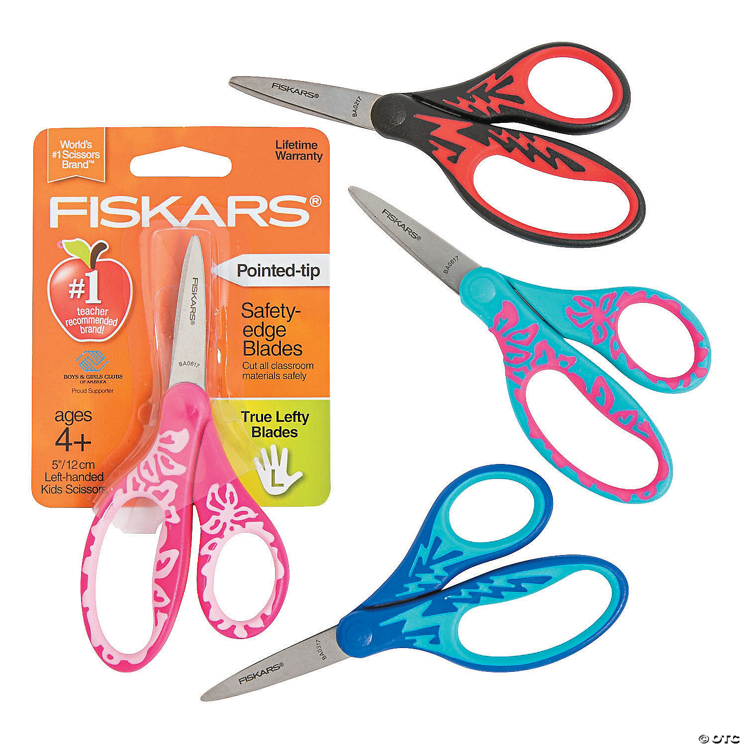 Pack of 12 Pointed School Left and Right Handed Kids Scissors Assorted Colors 5 Pointed