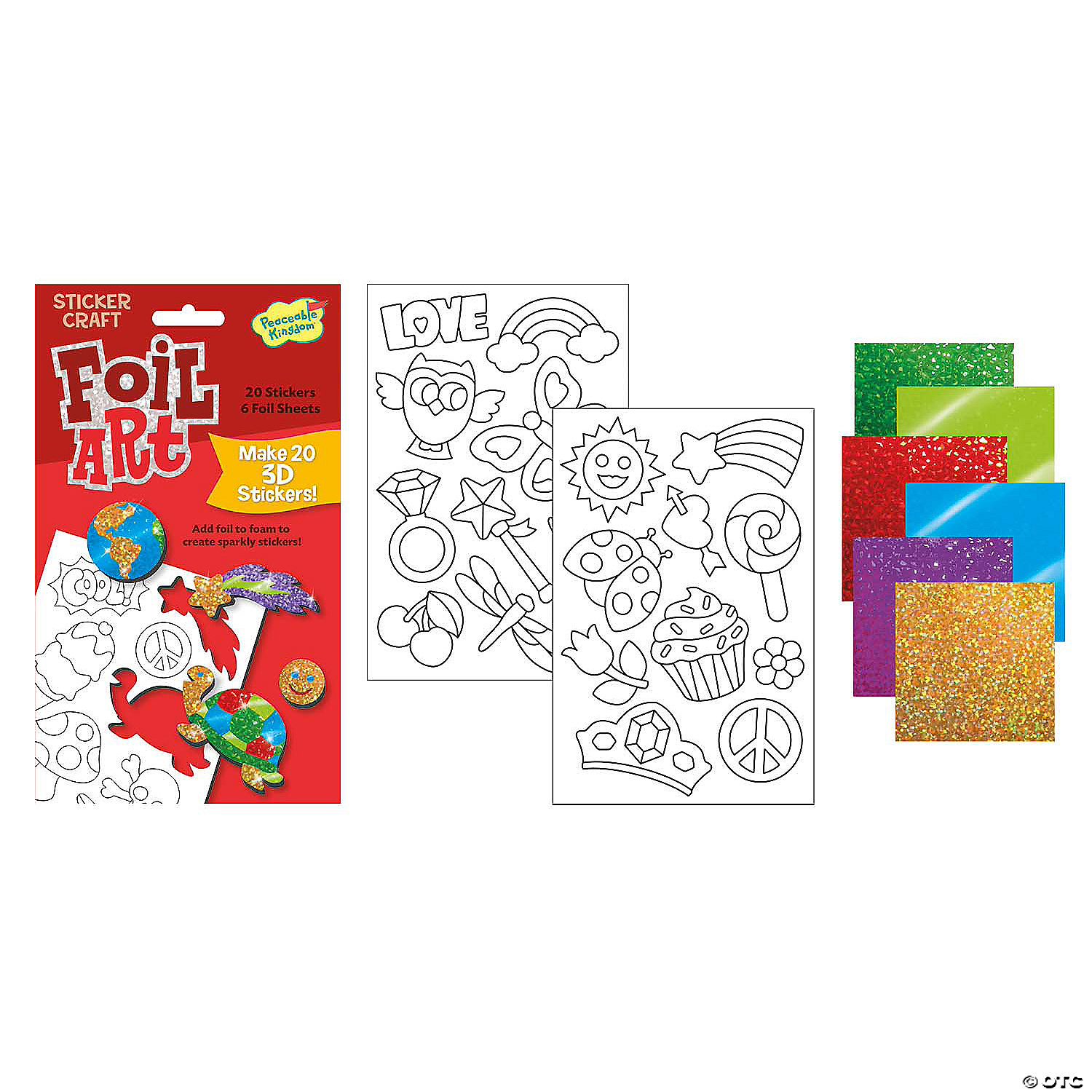 Peaceable Kingdom Sticker Crafts Make My Own Fun Stuff 3D Foil Art Stickers Kit for Kids