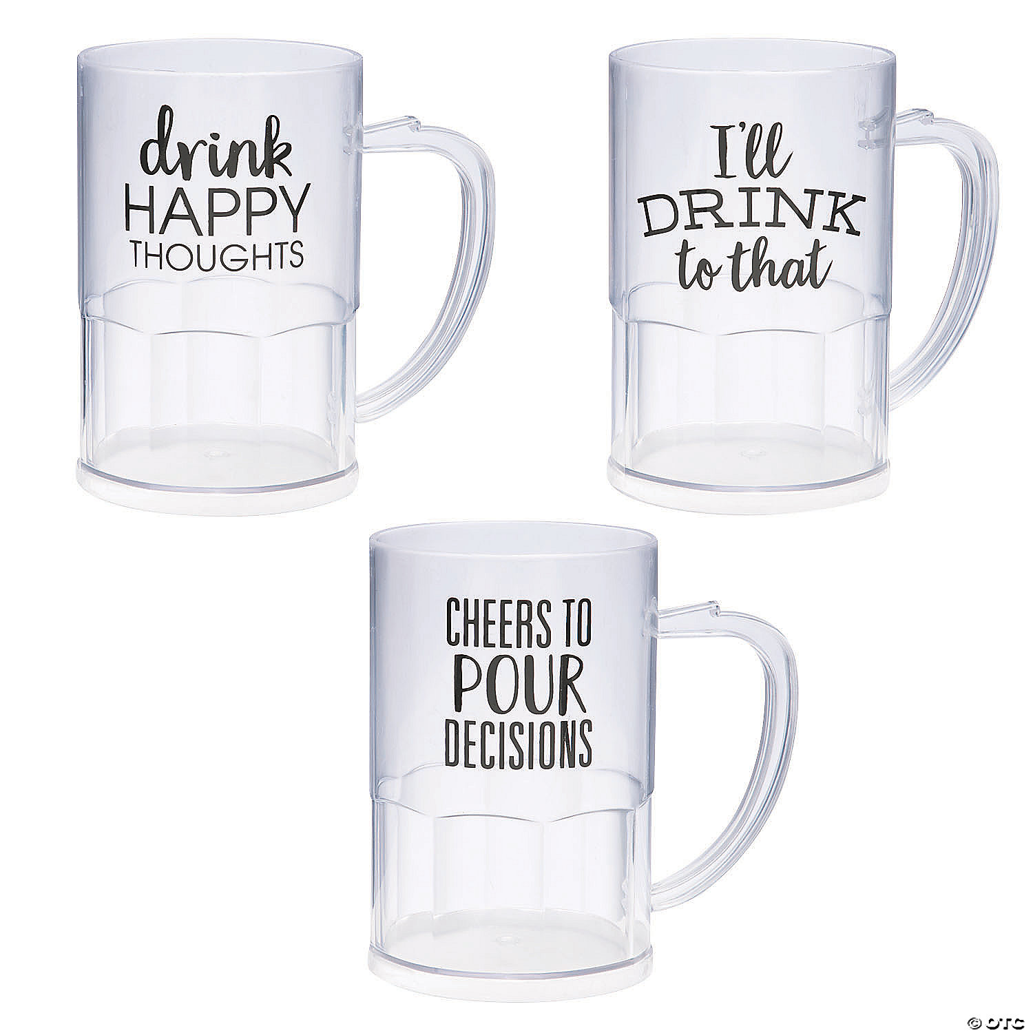 Funny Sayings Clear Plastic Mugs - 12 Pc. - Discontinued