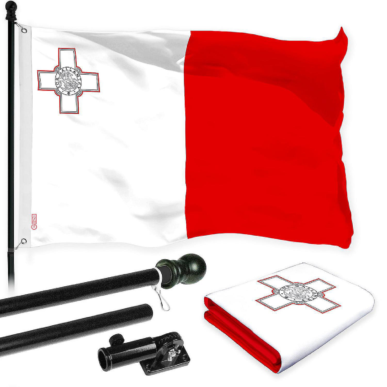 G128 3x5ft Combo Flagpole Malta Printed 150D Polyester Brass Grommets