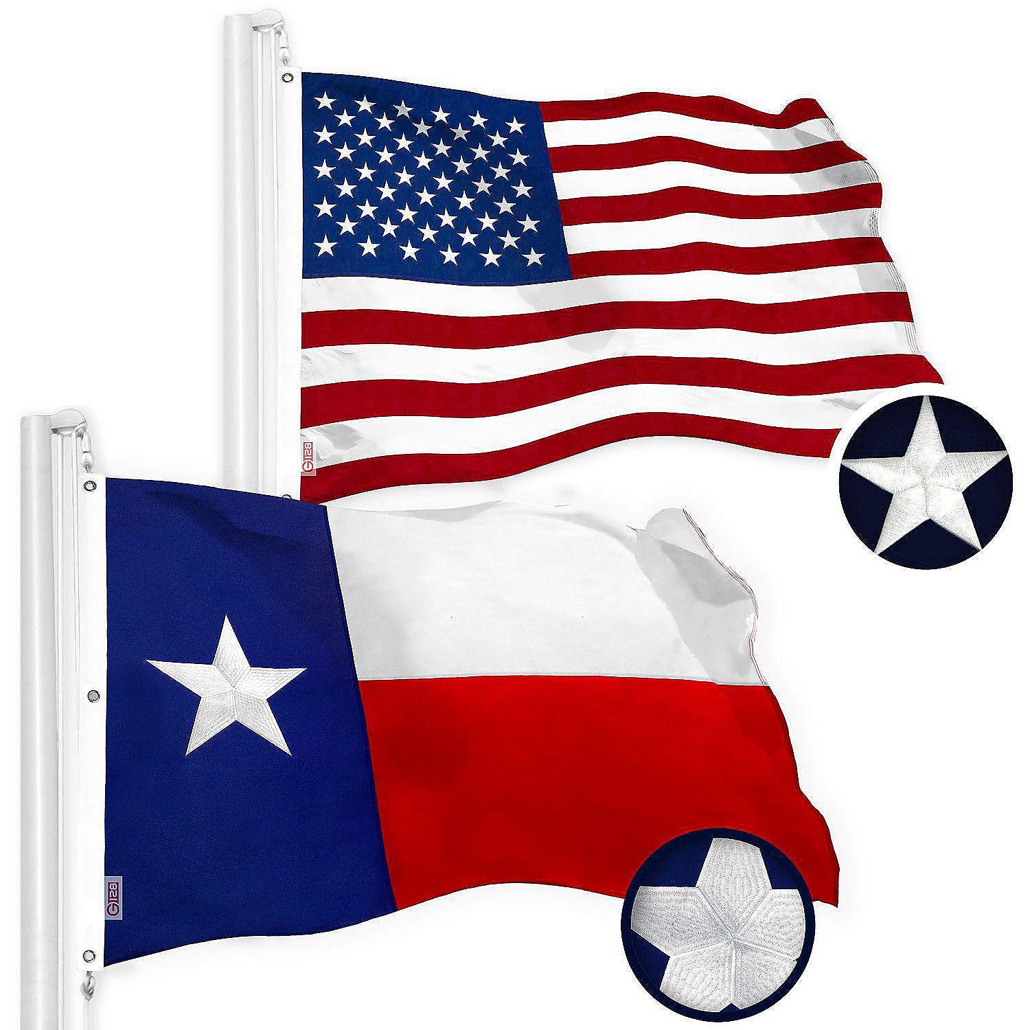 3x5 USA Flag and Texas State Flag Embroidered Flag Set FAST USA SHIPPING 