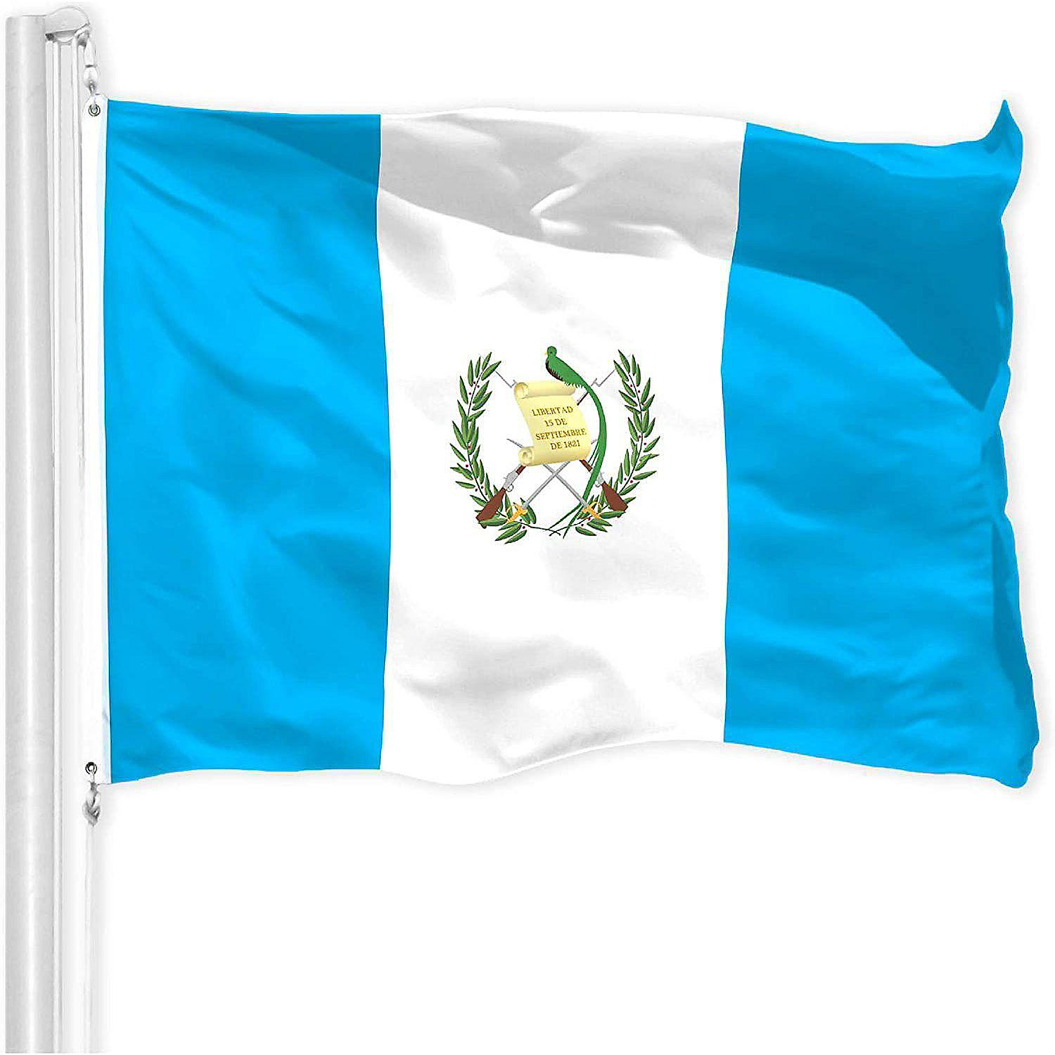 Much Thicker More Durable Than 100D 75D Polyester G128 Guatemala Guatemalan Flag 3x5 FT 150D Printed Brass Grommets Quality Polyester Vibrant Colors Printed 150D – Indoor/Outdoor 3x5 feet