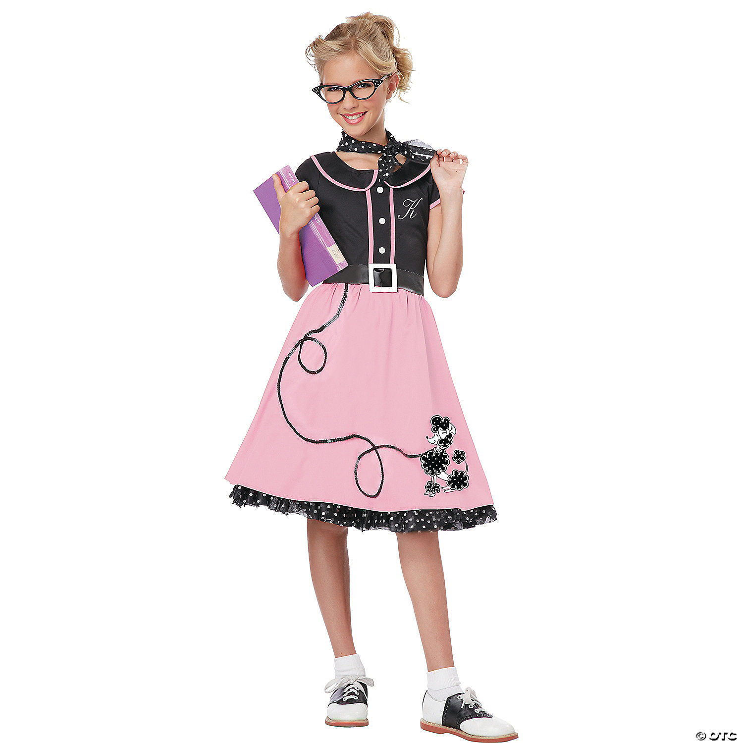 50s Sweetheart Hop Poodle Skirt Grease Bopper Fancy Dress 1950s Adult Costume 