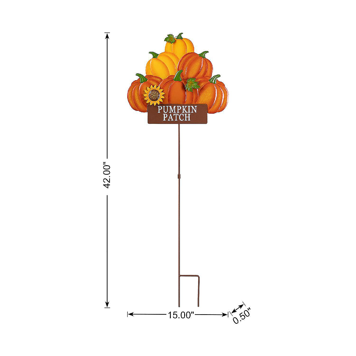 Decorazione Autunnale Zucca Metallica - Paletto Da Giardino 106cm - Halloween E Ringraziamento - Foto 2