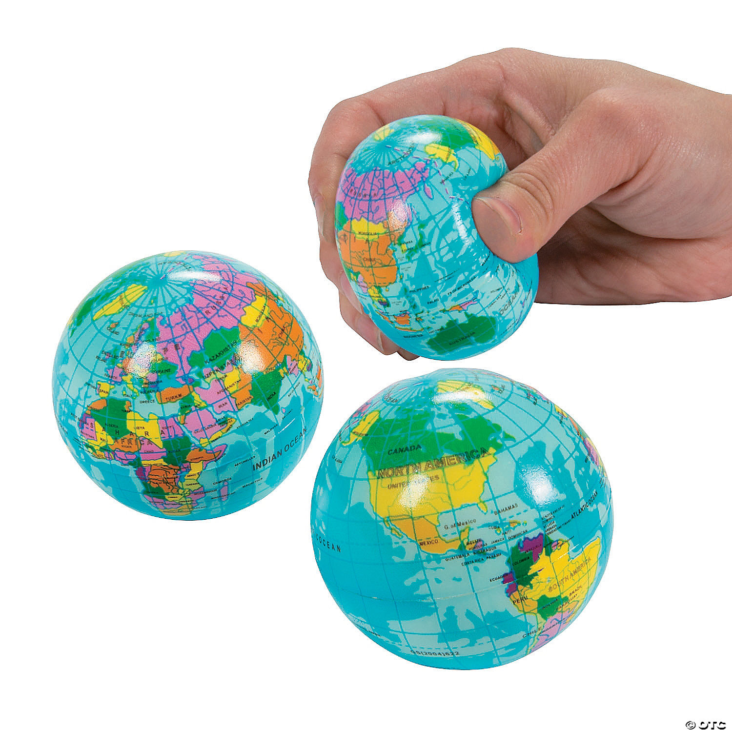 Wang-Data Squeezable World Stress Balls for Kids Mini World Globe Earth Ball 24 Pack School Party Favors Classroom Pressure Relieving Health Balls Globe Pattern Balls for Kids 2.5 Inches 
