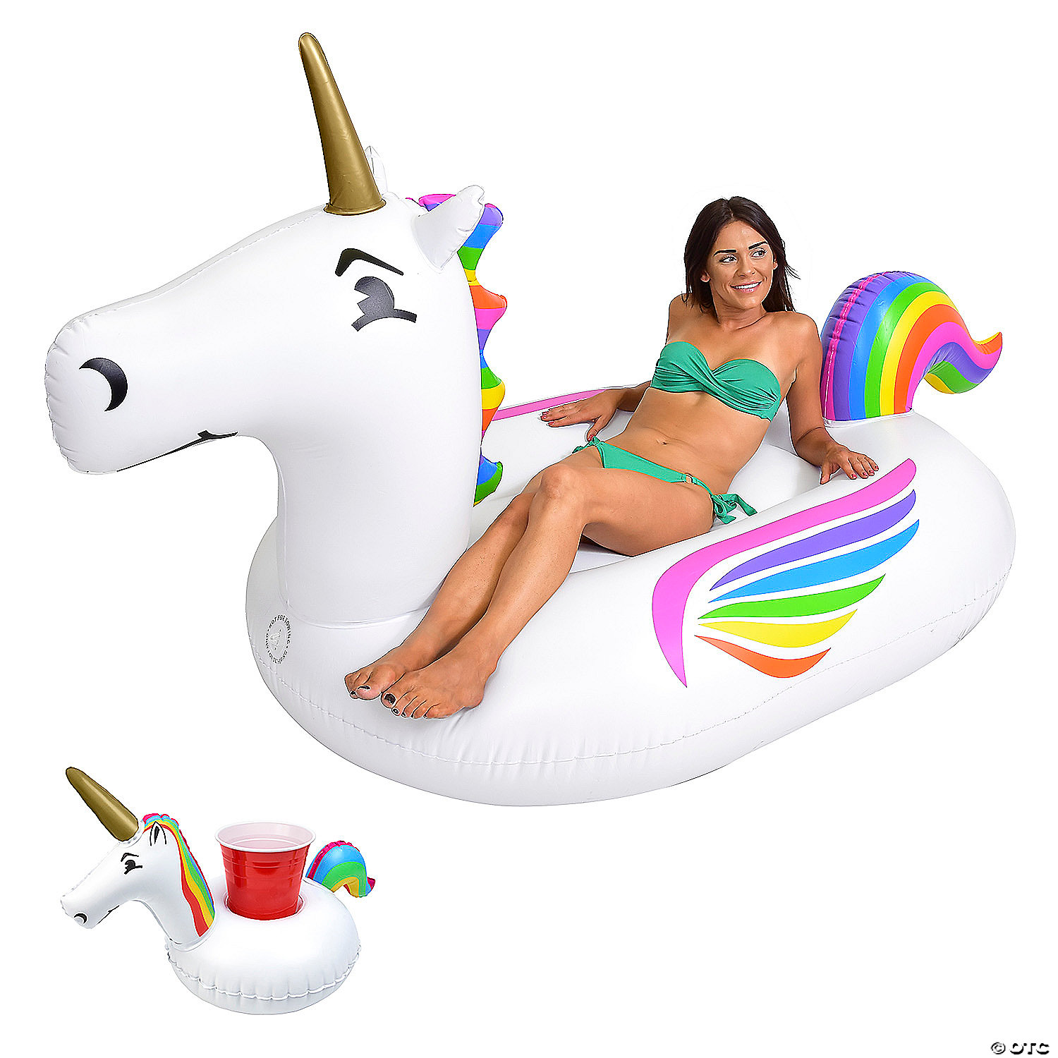 FREE GIFT-Inflatable Unicorn Pool Float-Giant Ride-on Rainbow Unicorn Floaties 