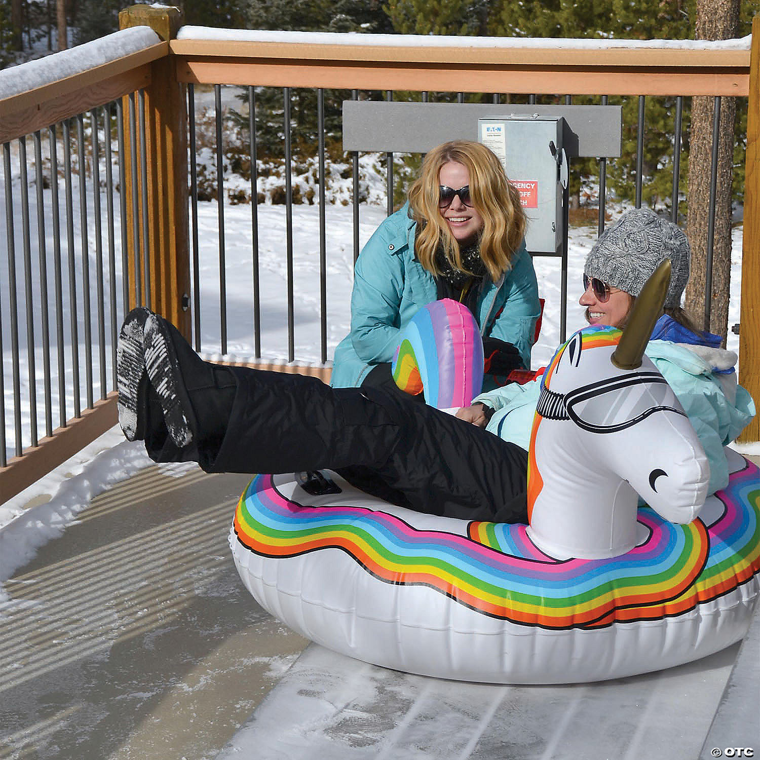 Choose from Unicorn, Ice Dragon, Polar Bear, Penguin, Flamingo GoFloats Winter Snow Tube Inflatable Sled Kids Adults 