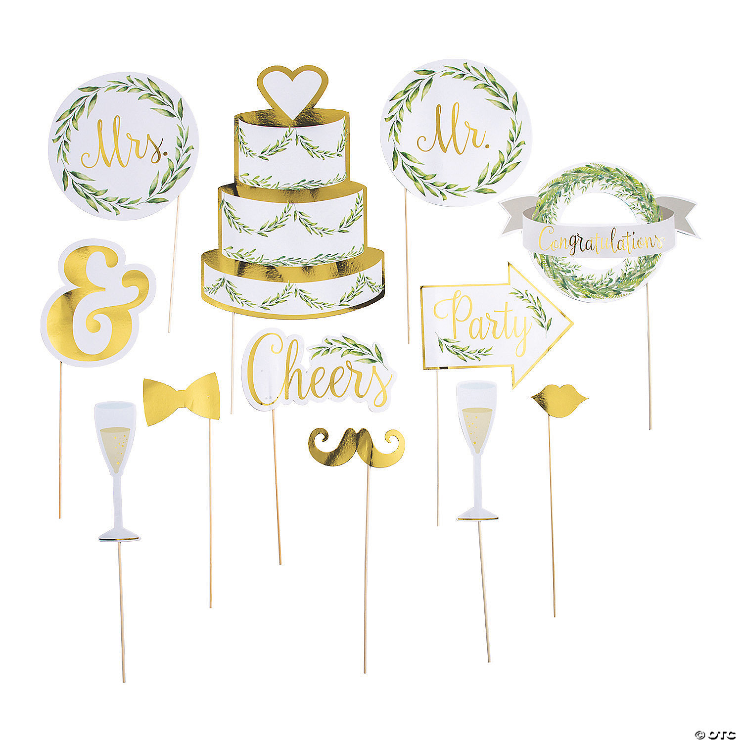 Greenery Wedding Photo Stick Props - 12 Pc. | Oriental Trading