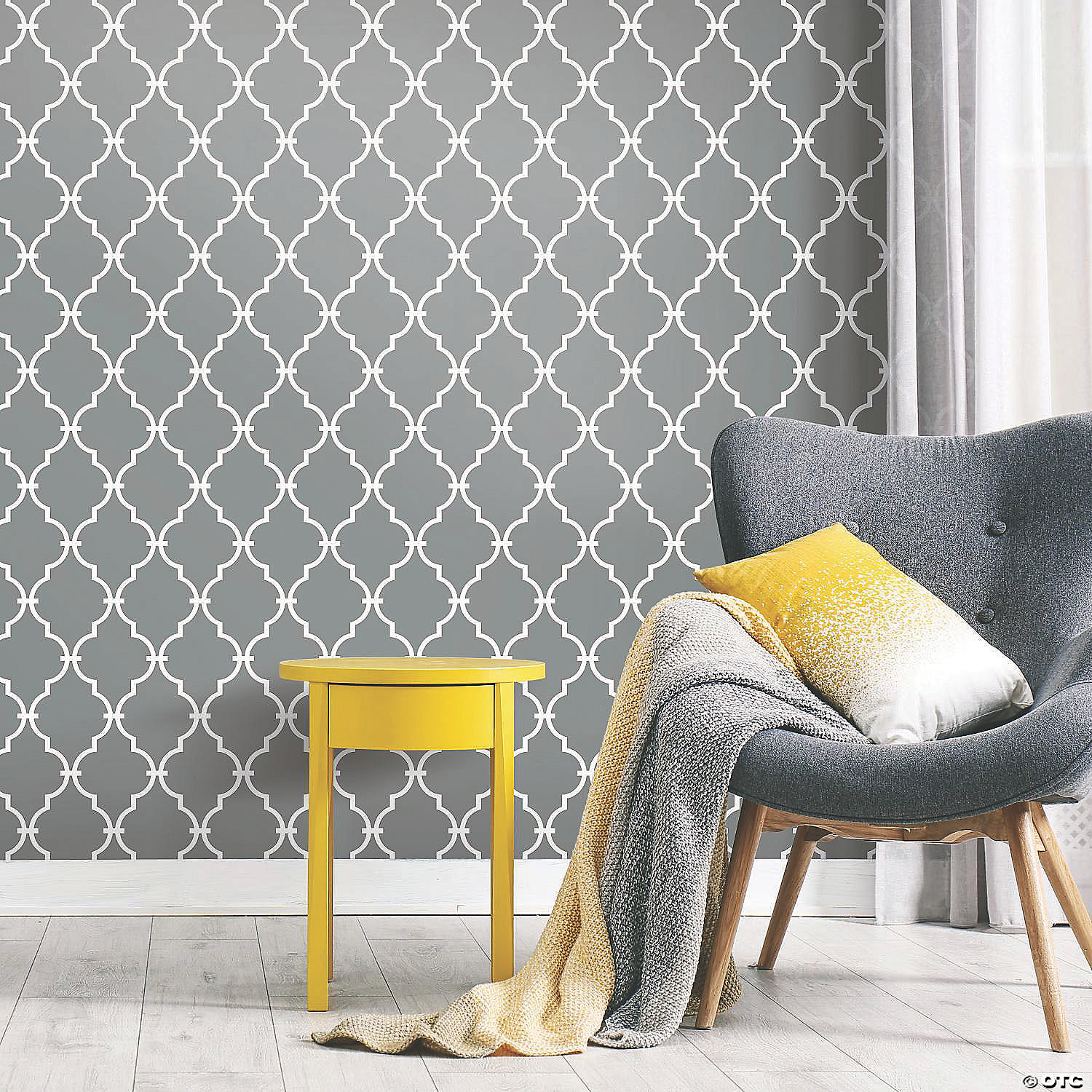 Grey Modern Trellis Peel & Stick Wallpaper | Oriental Trading