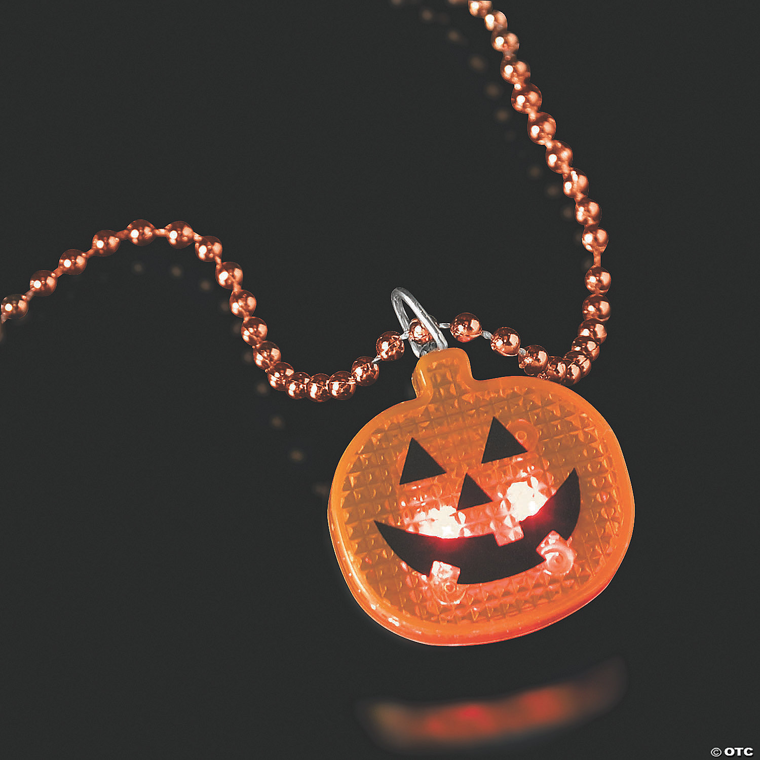 Halloween Pumpkin Light Up 11 LED 1.5 Inch Necklace gift shining