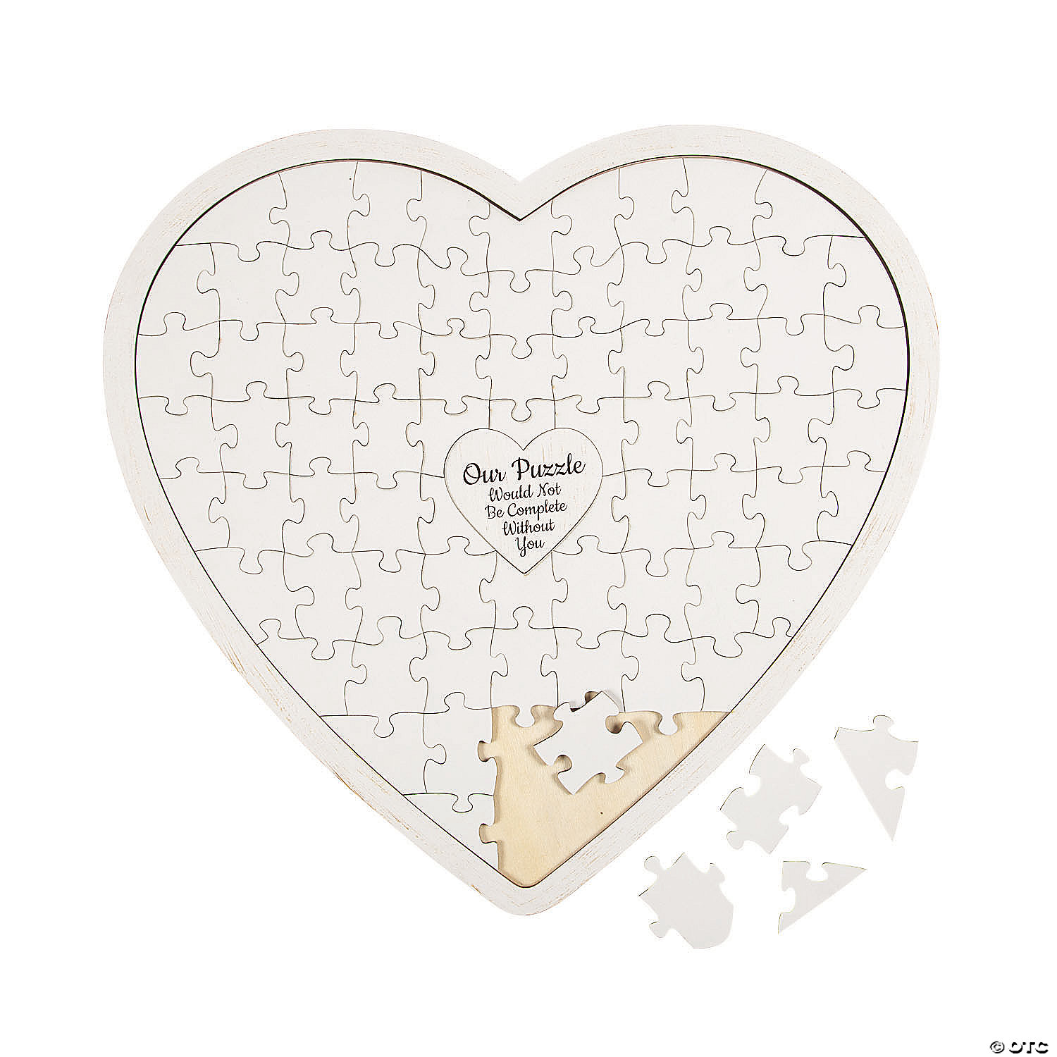 Personalised birch plywood 67 piece heart shaped wedding guest book jigsaw 